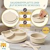 Baby Silicone Tableware Set 12 Pieces with Suction Cup Bowl Cup Cutlery Waterproof Bib and Fruit Teat BPA Free Microwave and Dishwasher Safe