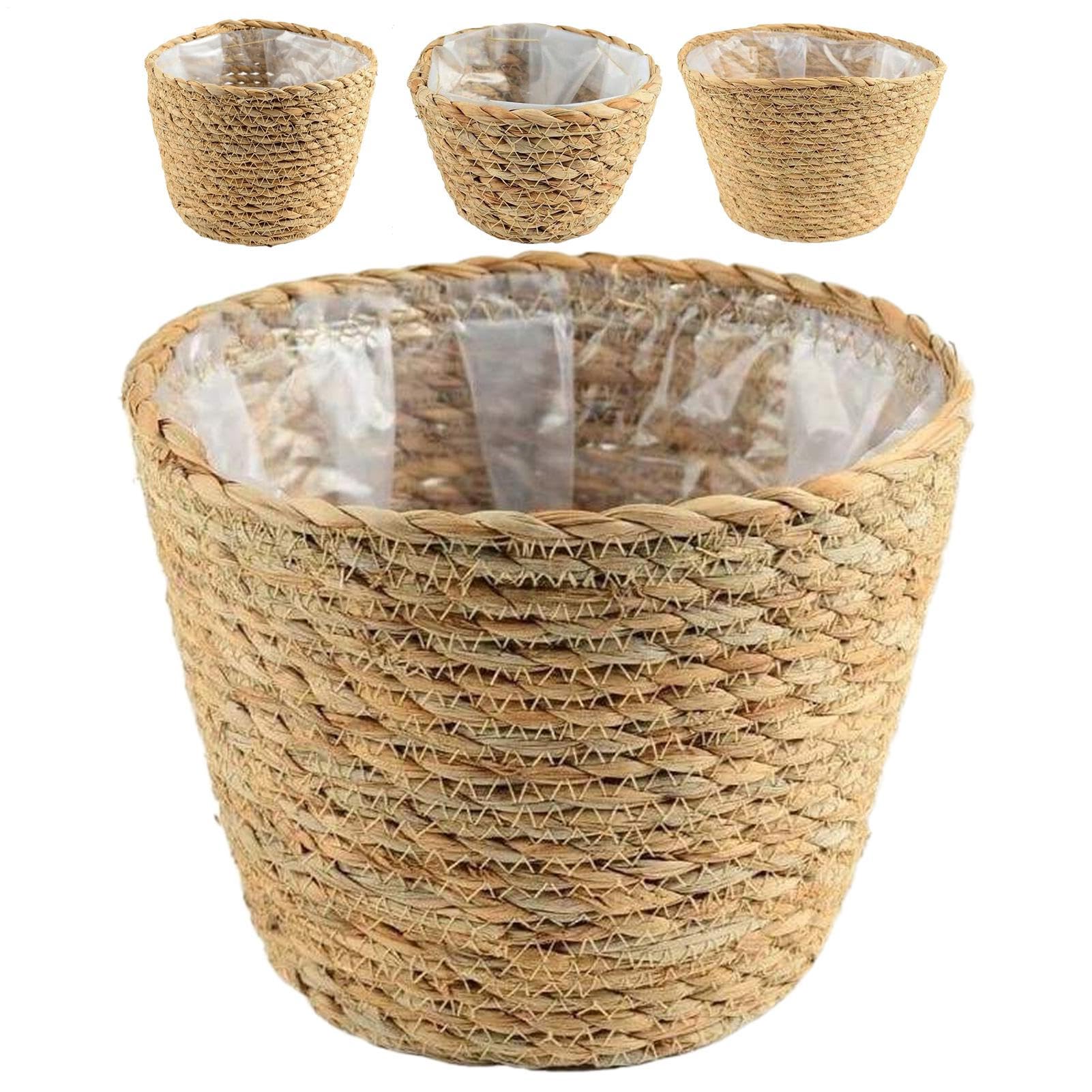 Panier à tissé avec doublure étanche pour pots et conteneur de fleurs durable