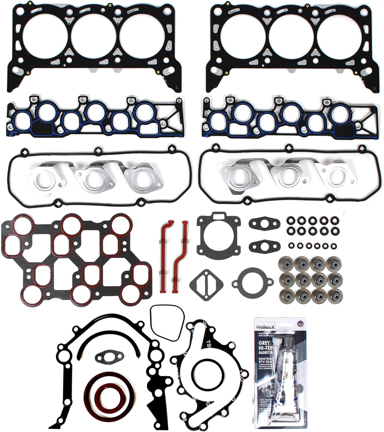 CNS Full Gasket Set Compatible with 01-04 Ford Mustang 3.8L V6 OHV 12V VIN Code"4"