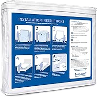 Vista 2 de Funda SureGuard Mattress Encasement de seis lados con cremallera, 100 % impermeable, hipoalergénica