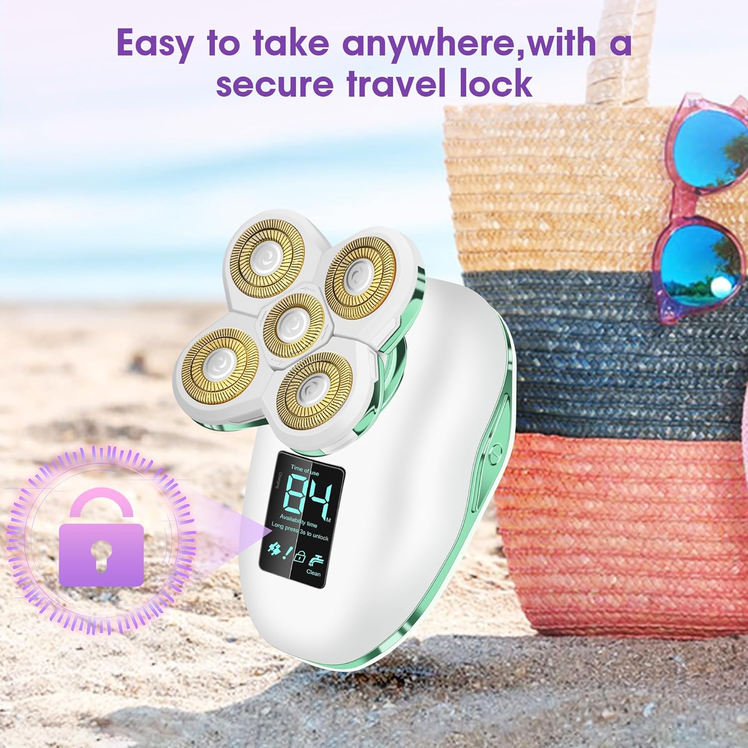 Electric Razors for Women Legs 5D:Magnetic Shaver Heads Waterproof Rechargeable Shaver Multi-Use for Hair Removal on Legs Bikini Body-Green - Image 6