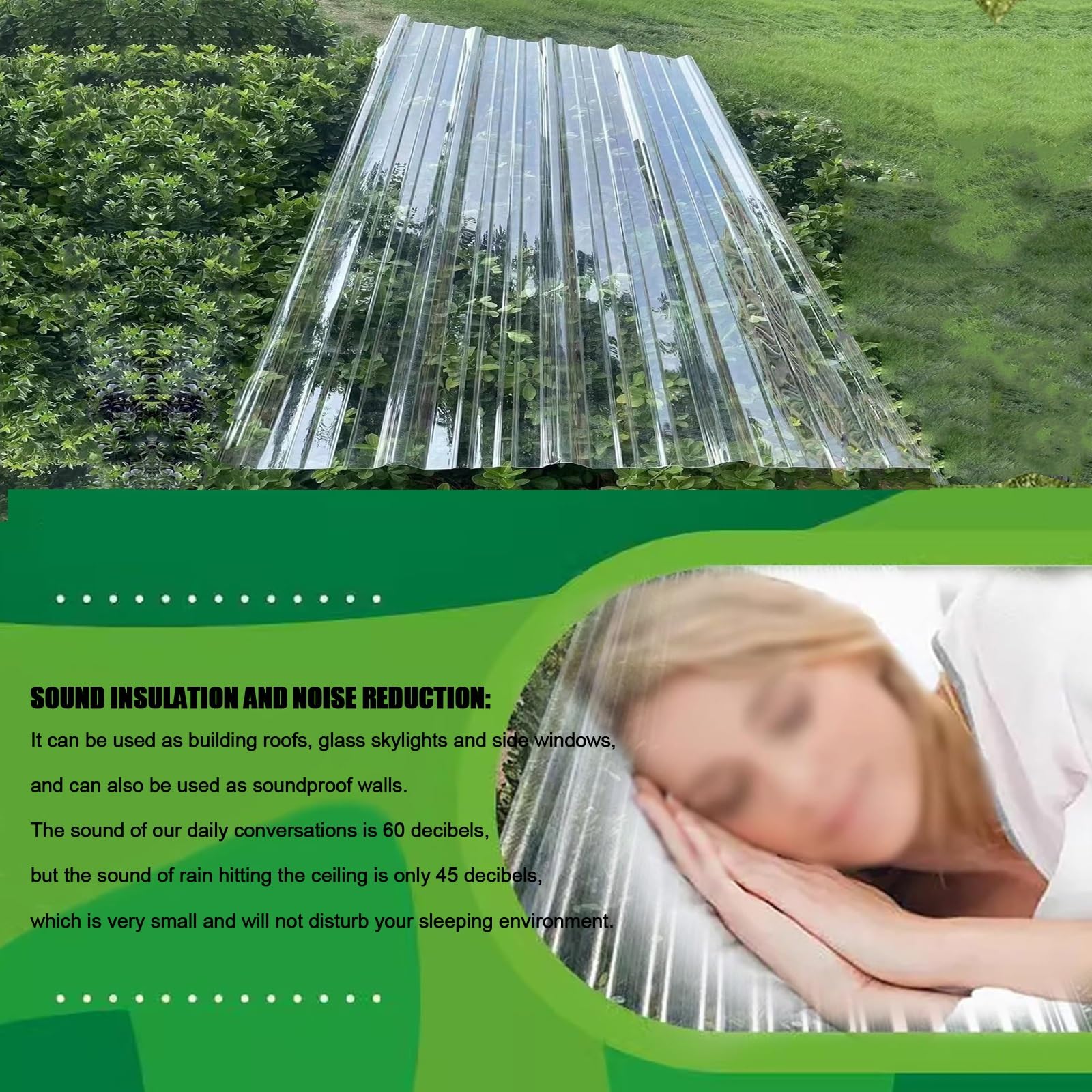 QWEASDF Placa Ondulada,Planchas Transparentes Tejados,Paneles for Tejado a Prueba de Lluvia,Chapa Tejado de Aislamiento,Lámina Techo,para Invernadero Cochera(5pcs,0.9 * 1.0m/35 * 39in)