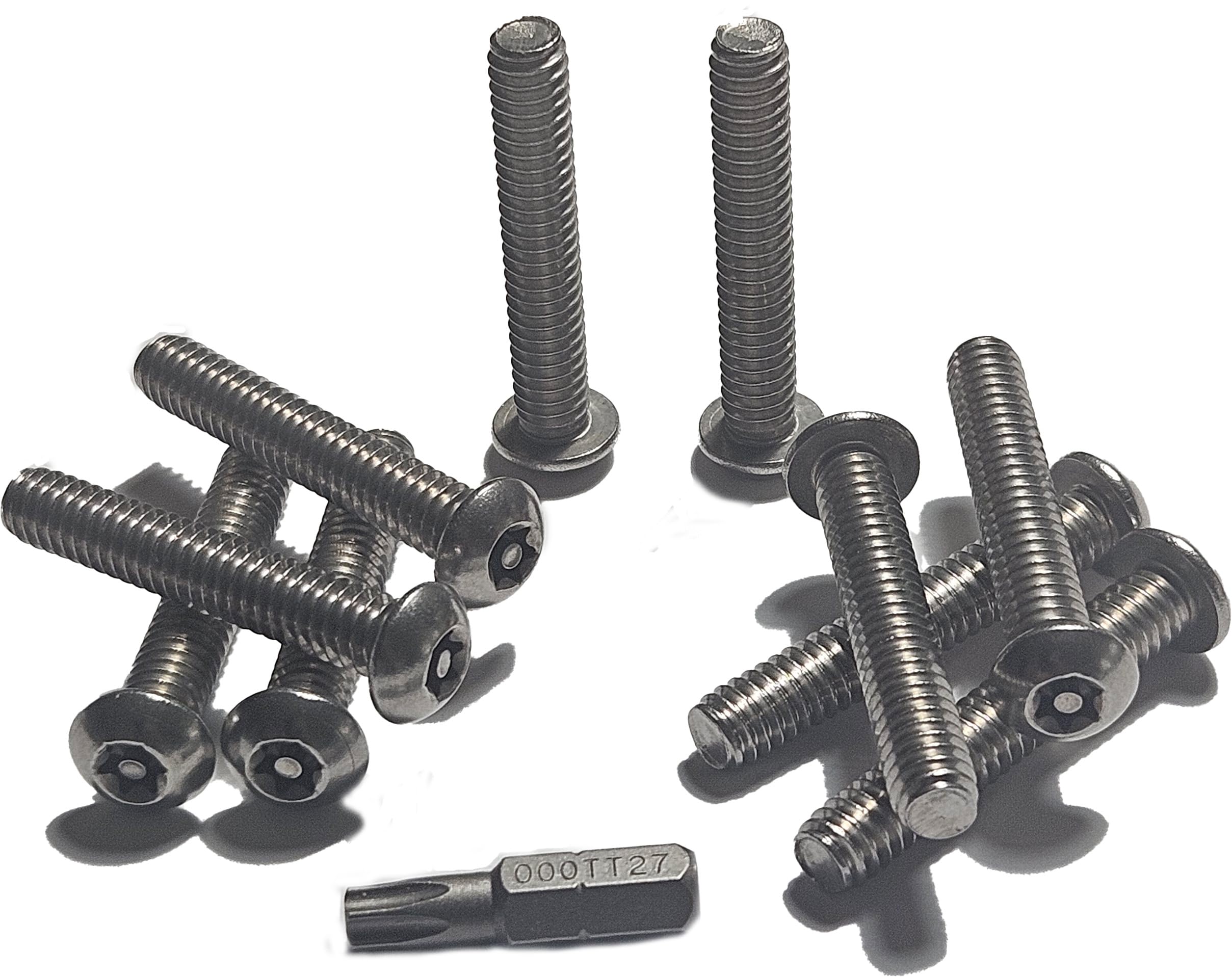 1/4-20 x 1-1/2" Button Head Torx Security Machine Screws Stainless Steel Tamper Proof, T27 Bit Included, Qty 10