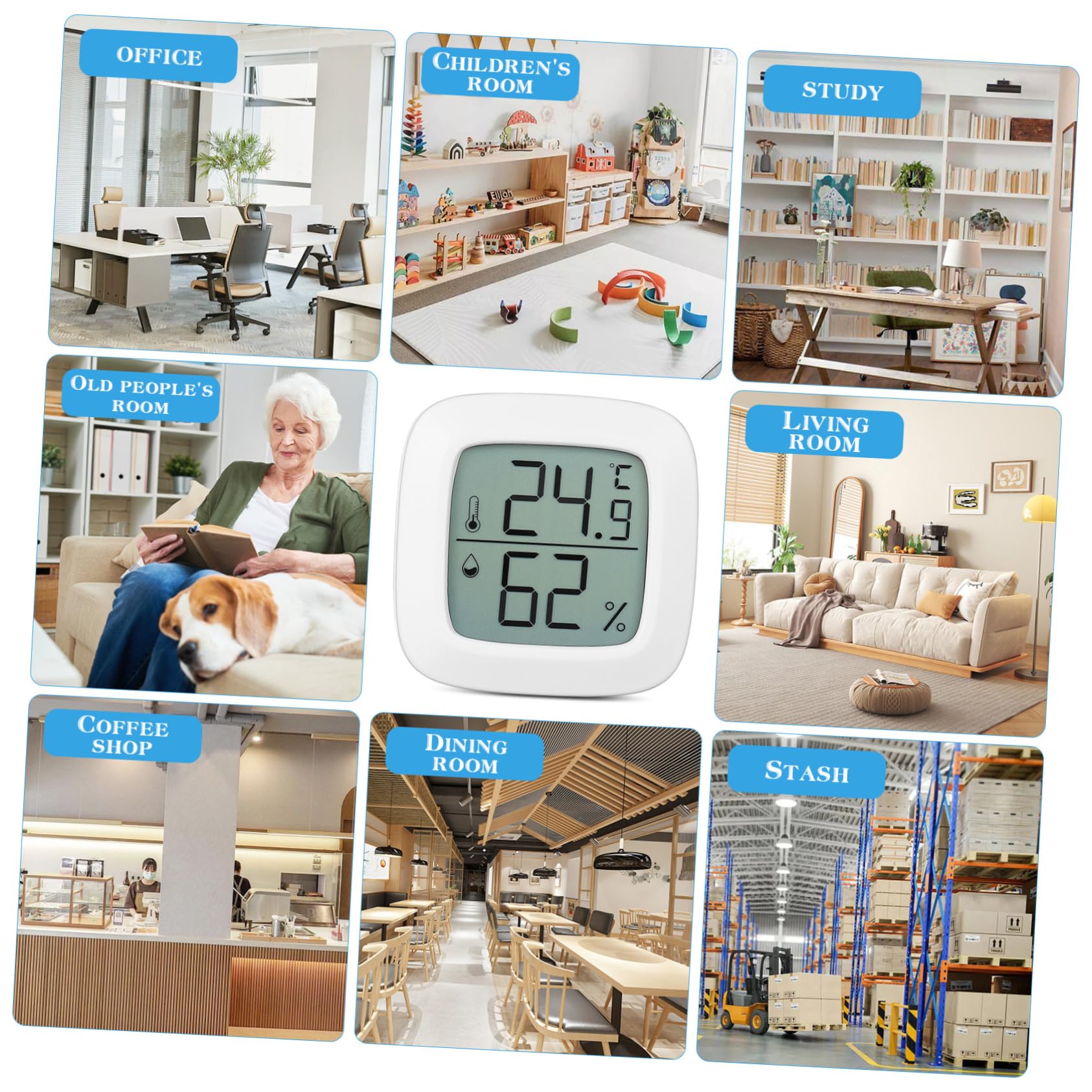 POPETPOP 4 Ensembles Thermomètre D'intérieur Décoratif Bebe Bébé House Petit Numérique Voiture Hygrometre Interieur Hygromètre Thermomètre De Température Abdos 3 Pièces * 4