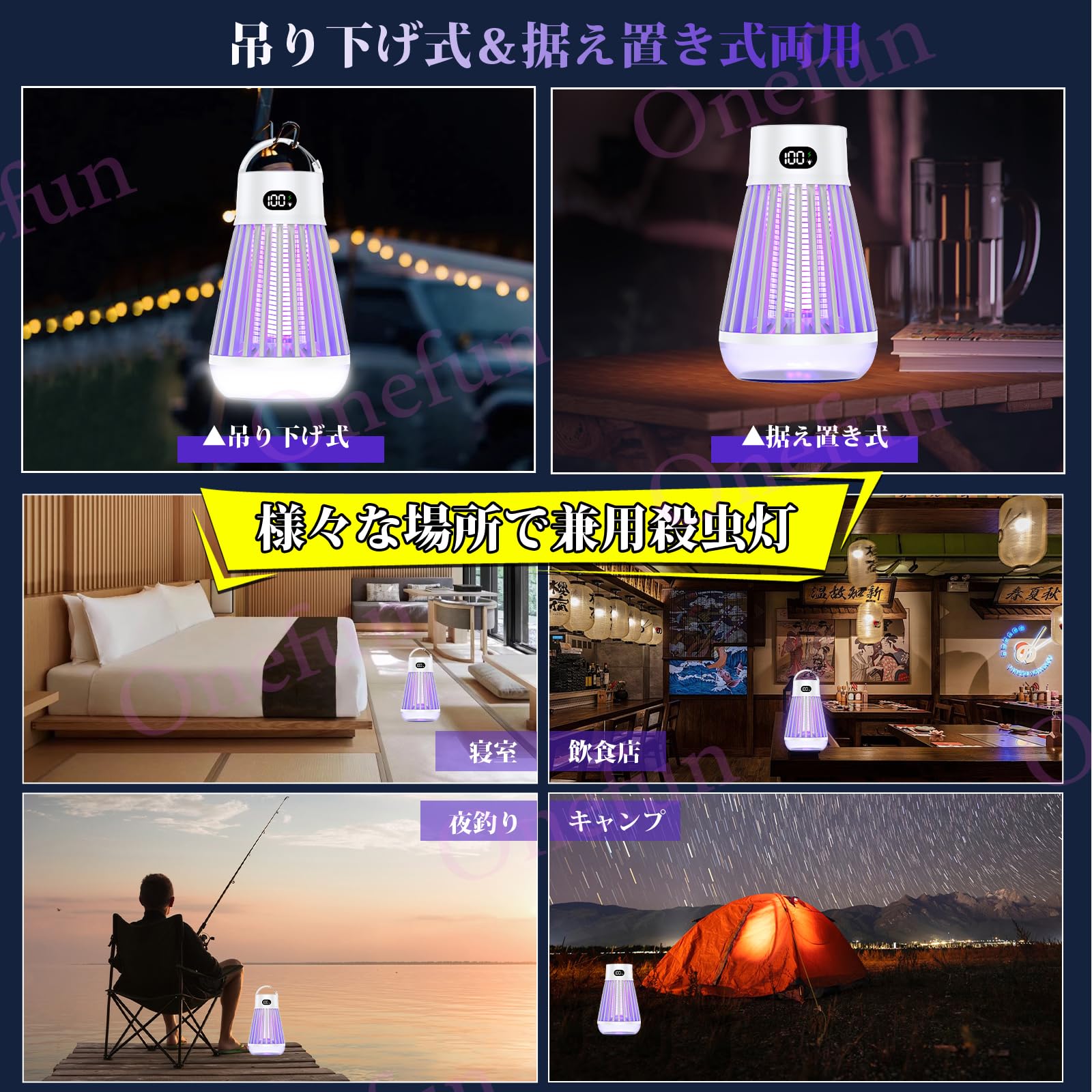 Amazon.co.jp: 電撃殺虫器【2025年夏新モデル】Onefun 電撃殺虫機 