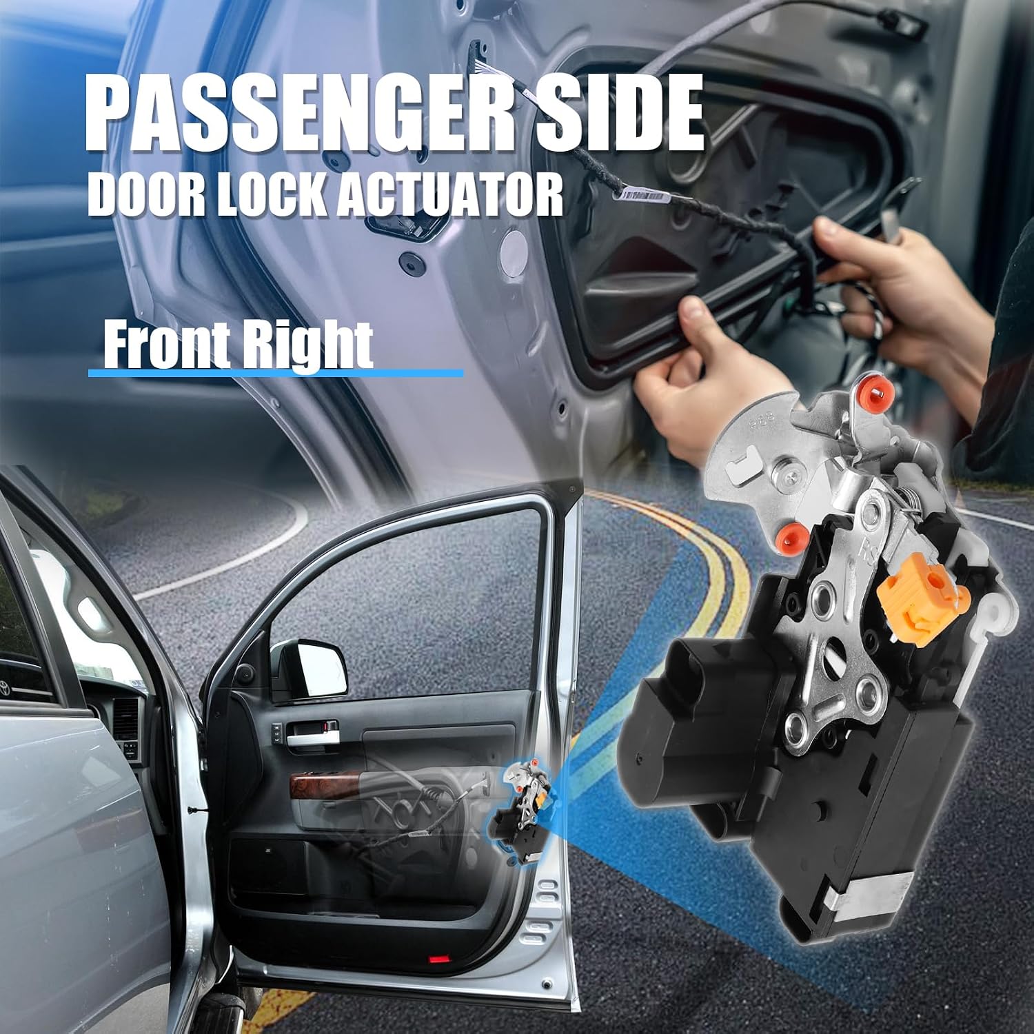 Door Lock Actuator | Front Right Passenger Side | Compatible with 2001-2006 Chevy Avalanche Silverado Suburban Tahoe, GMC Sierra Yukon, Escalade | Replaces 931-319 15110644