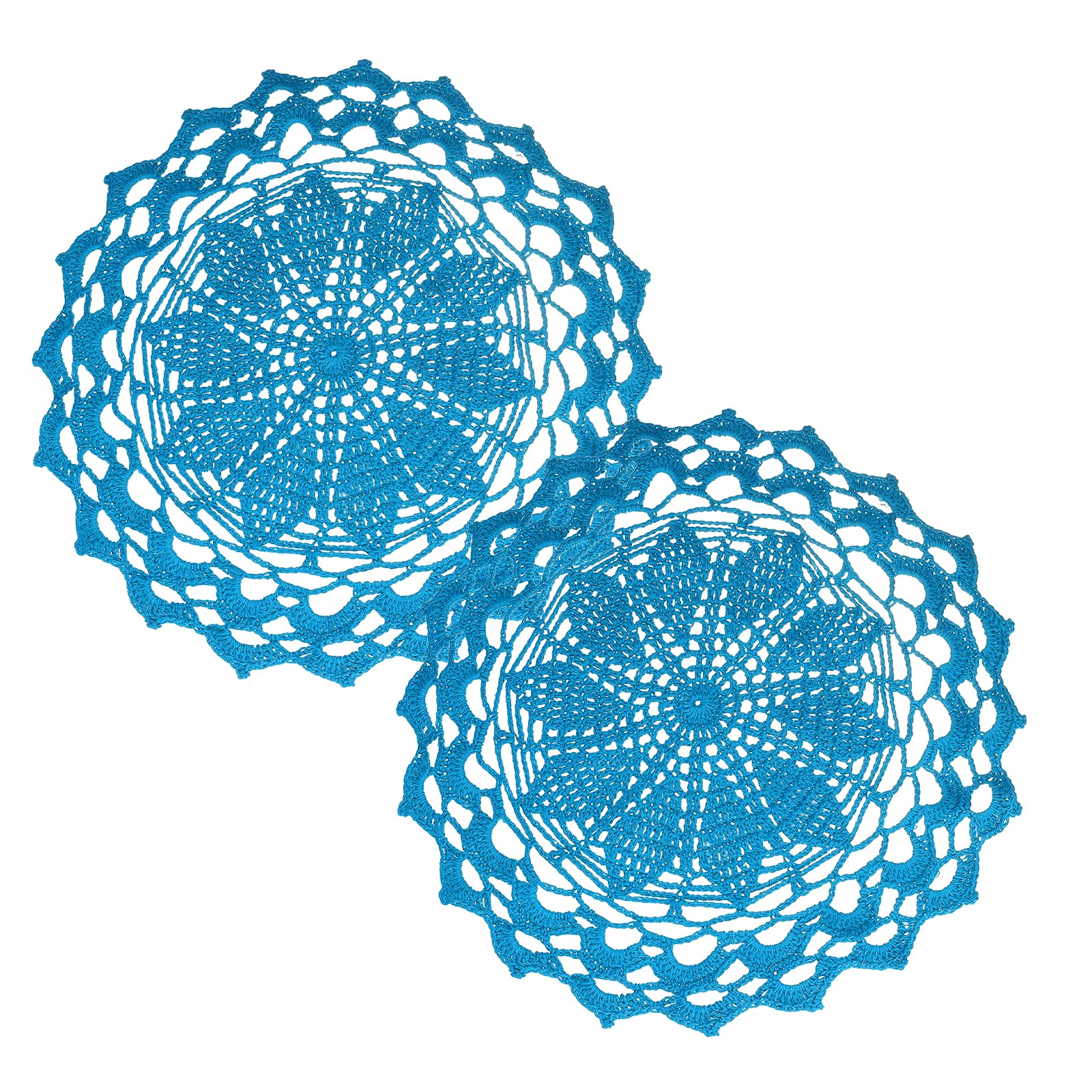 sourcing map Lace Doilies for Table 2Pcs 30cm Round Doilies Sky Blue