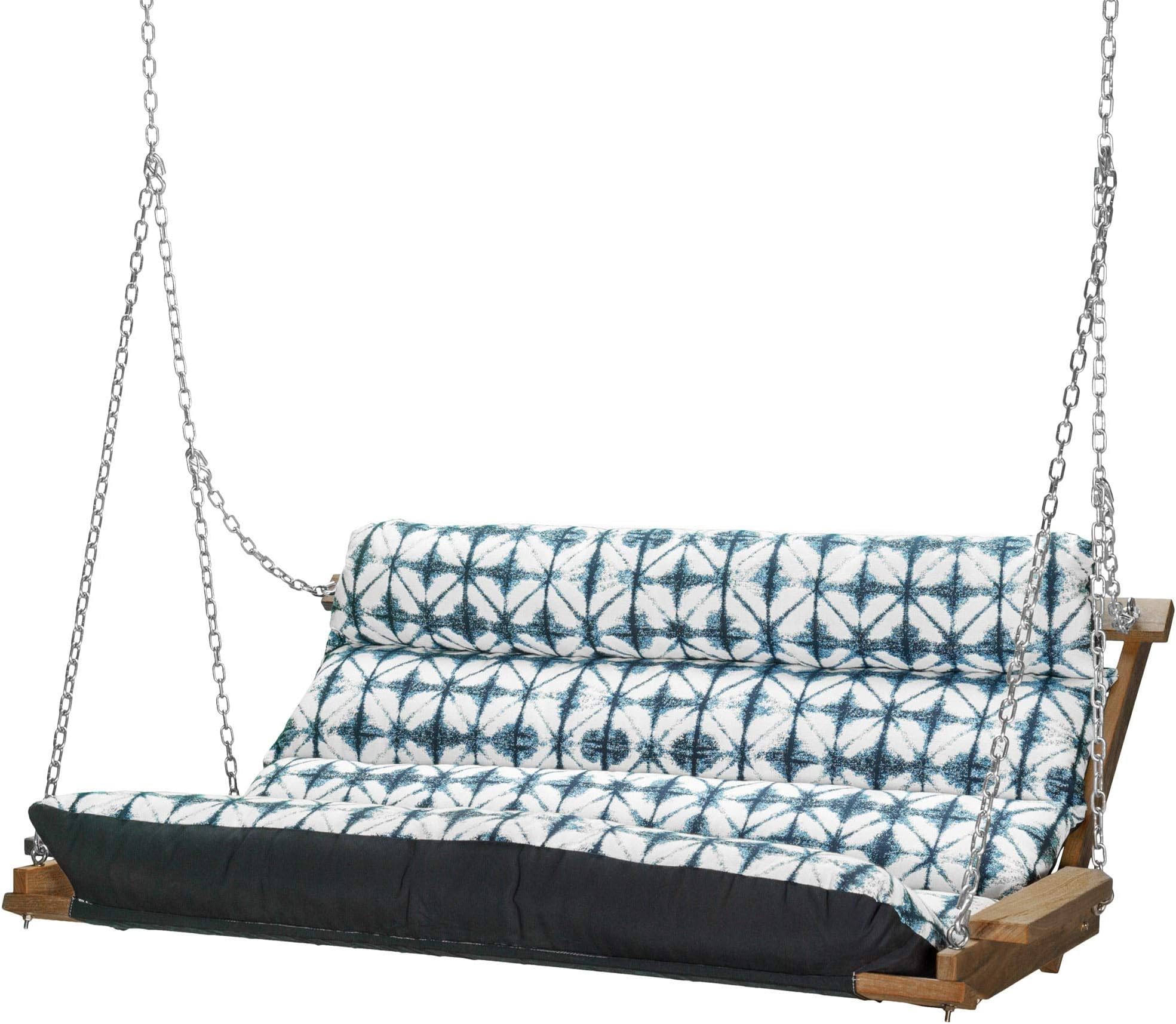 Midori Indigo Deluxe Sunbrella Cushion Swing, Handcrafted in The Carolinas, Accommodates 2 People with an 450 Pound Weight Capacity