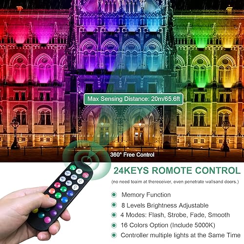 Miniatura 3 de LED Wall Washer Light with RF Remote, Linkable 144W RGBW Dimmable LED Floodlights for Outdoor Building Wall, Landscape, Wedding, Sign, Commercial