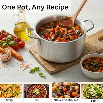Induction Base Suacepan Stockpot 6.25L - Large Deep Cooking Pan (24cm)