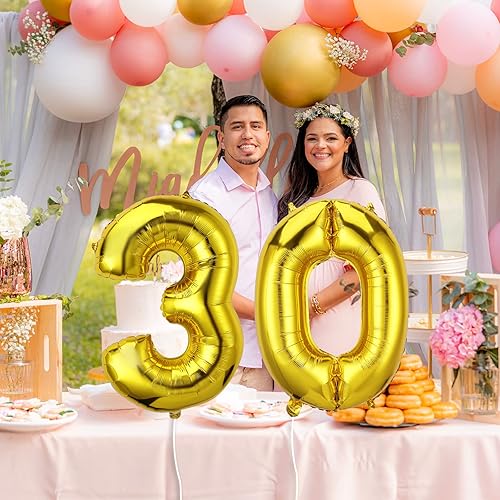 Miniatura 7 de AIEX Globos dorados de 28 pulgadas, globos inflables de aluminio grandes para decoraciones de fiesta de cumpleaños y graduación (3)