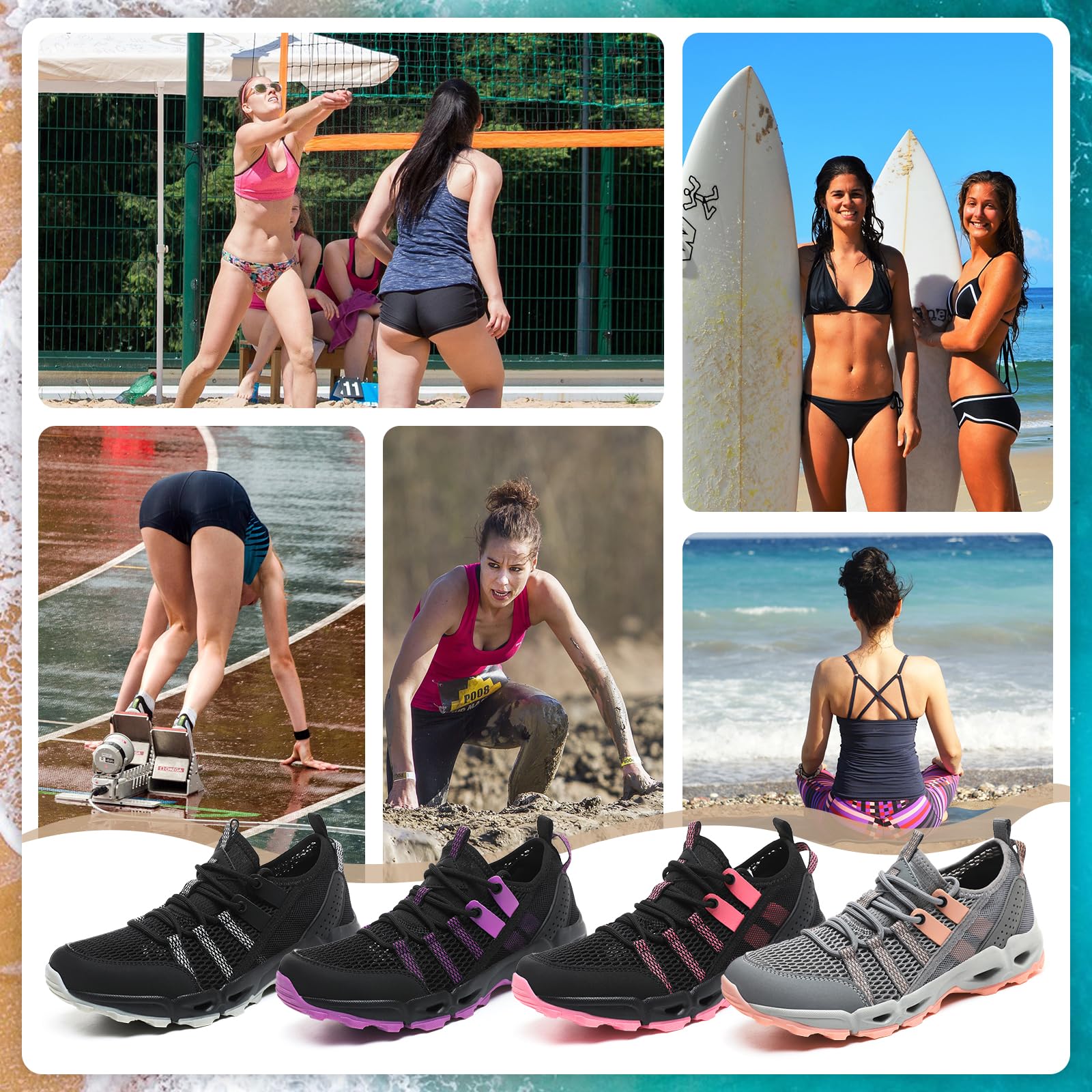 ziitop Zapatos de agua para senderismo para mujer, de secado rápido, antideslizantes, ligeros, transpirables, para verano, senderismo y escalada