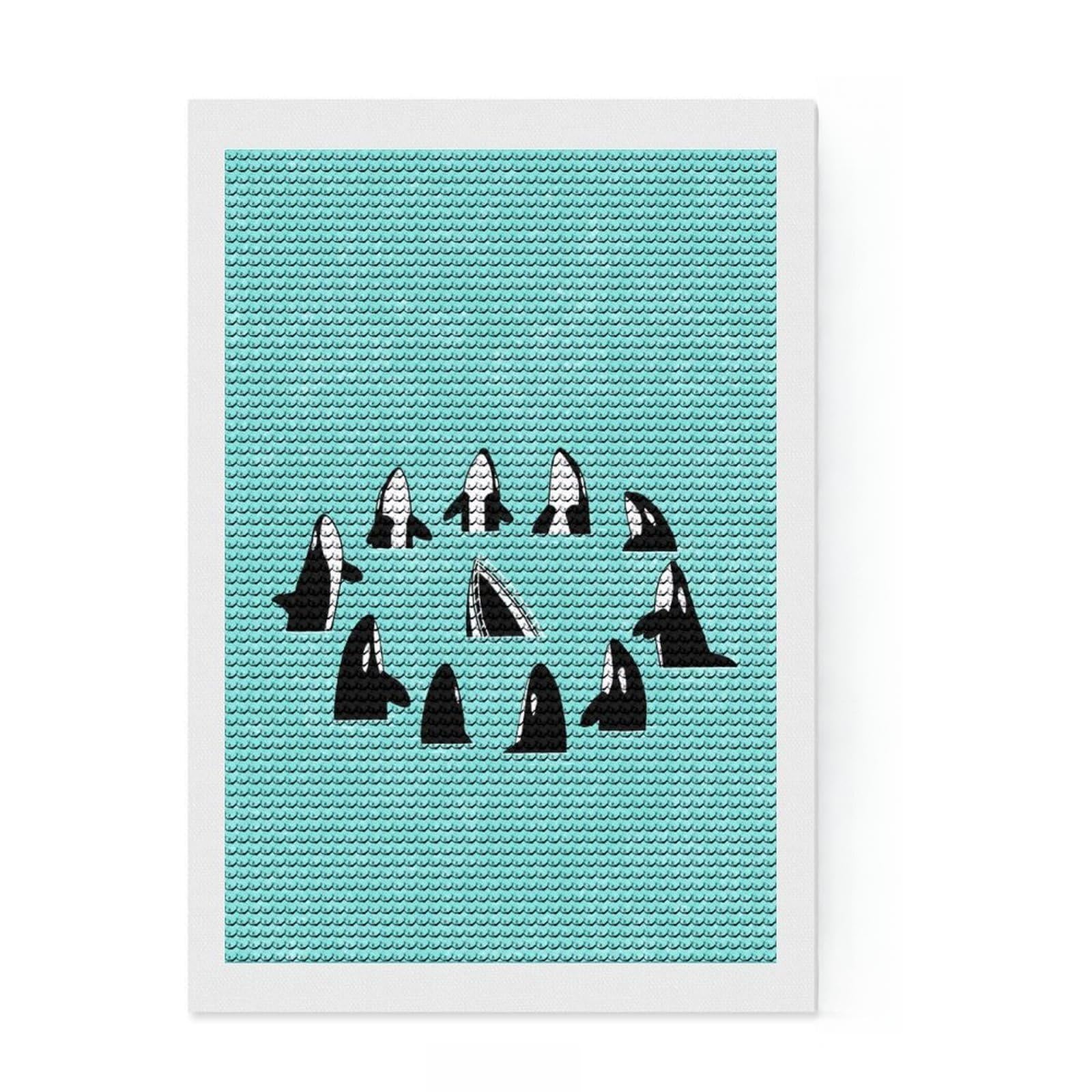 Junmoney Whale War Diamond Painting Set 8"x12", Stress Relief Craft, Satisfying Creative Project, Modern Decor, Holiday Gift Idea