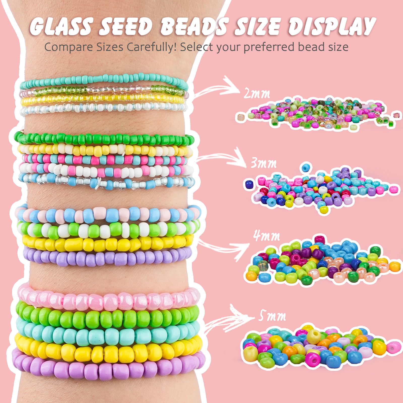 60000pcs 2mm Glass Seed Beads Kit – 96 Colors With Letter Beads & Tools For Bracelet Making Jewelry DIY - View #7