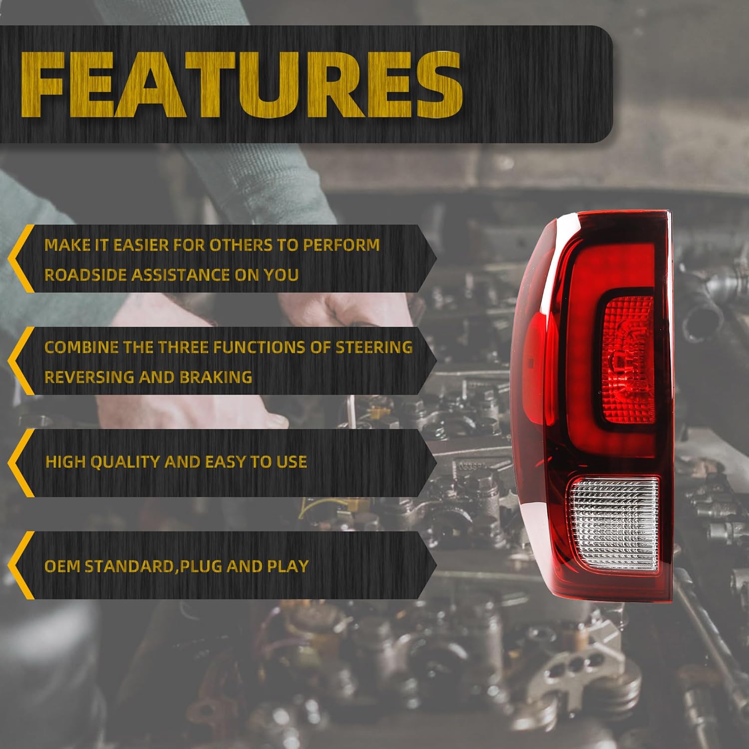 Dasbecan Tail Light Assembly LED Compatible with 2017-2023 Honda Ridgeline Rear Lamp Left Driver Side 33550T6ZA03