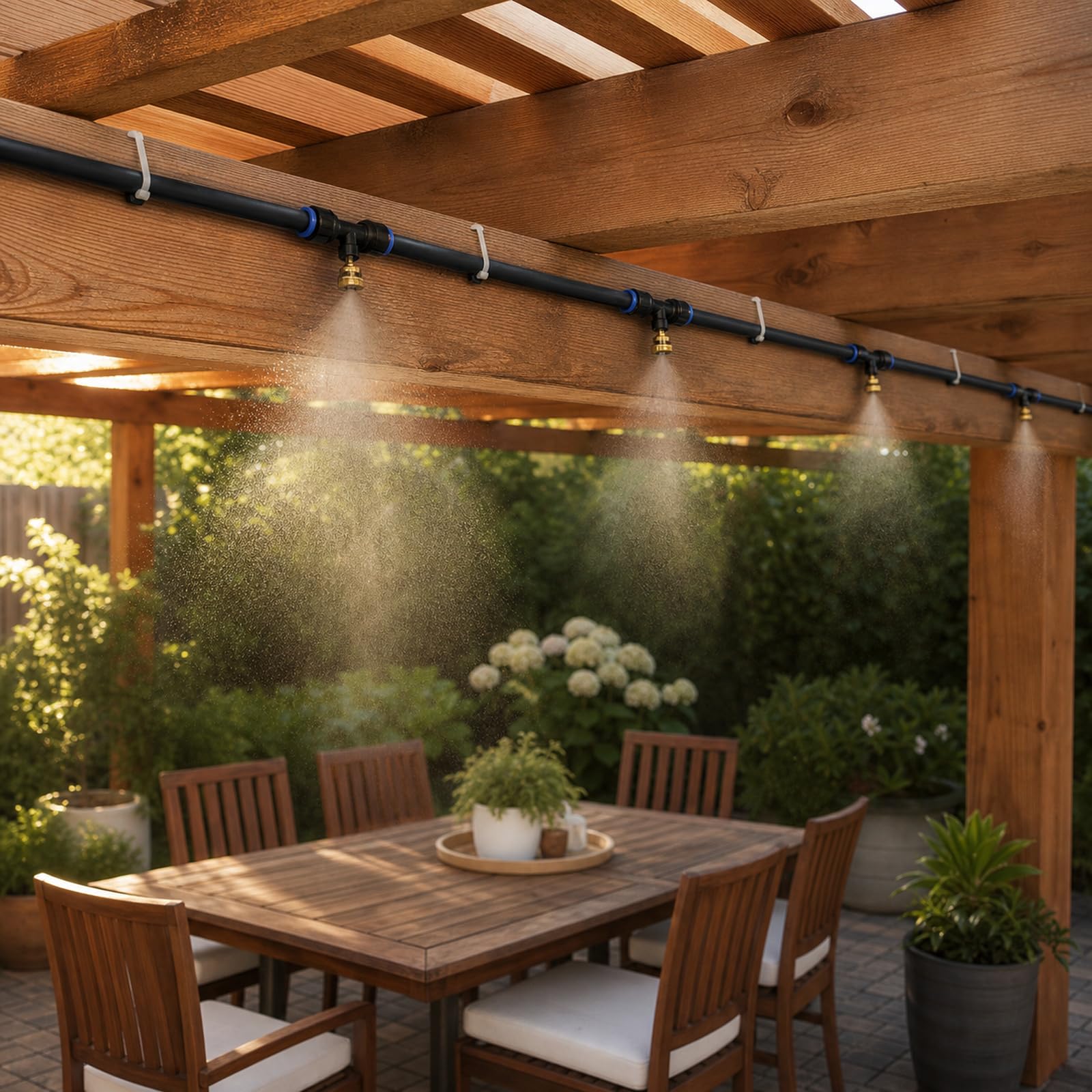 Brumisateur Terrasse Exterieur Kit,Brumisateur pergola,Kit D’Irrigation,Système De Refroidissement Extérieur Parbrumisateur,Refroidissement,pour Fleurs,Pelouse,Terrasse,Balcon Maison