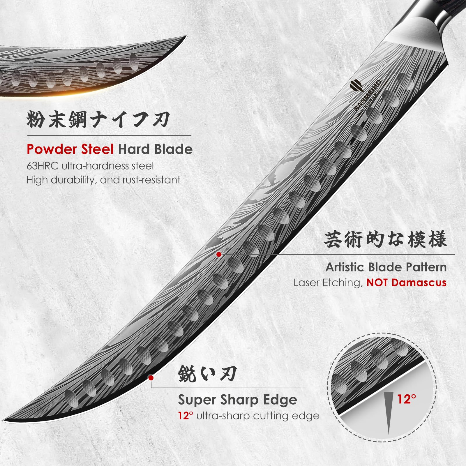 SANMEIHO Butcher Knife - 12 Inch High Carbon Steel -2