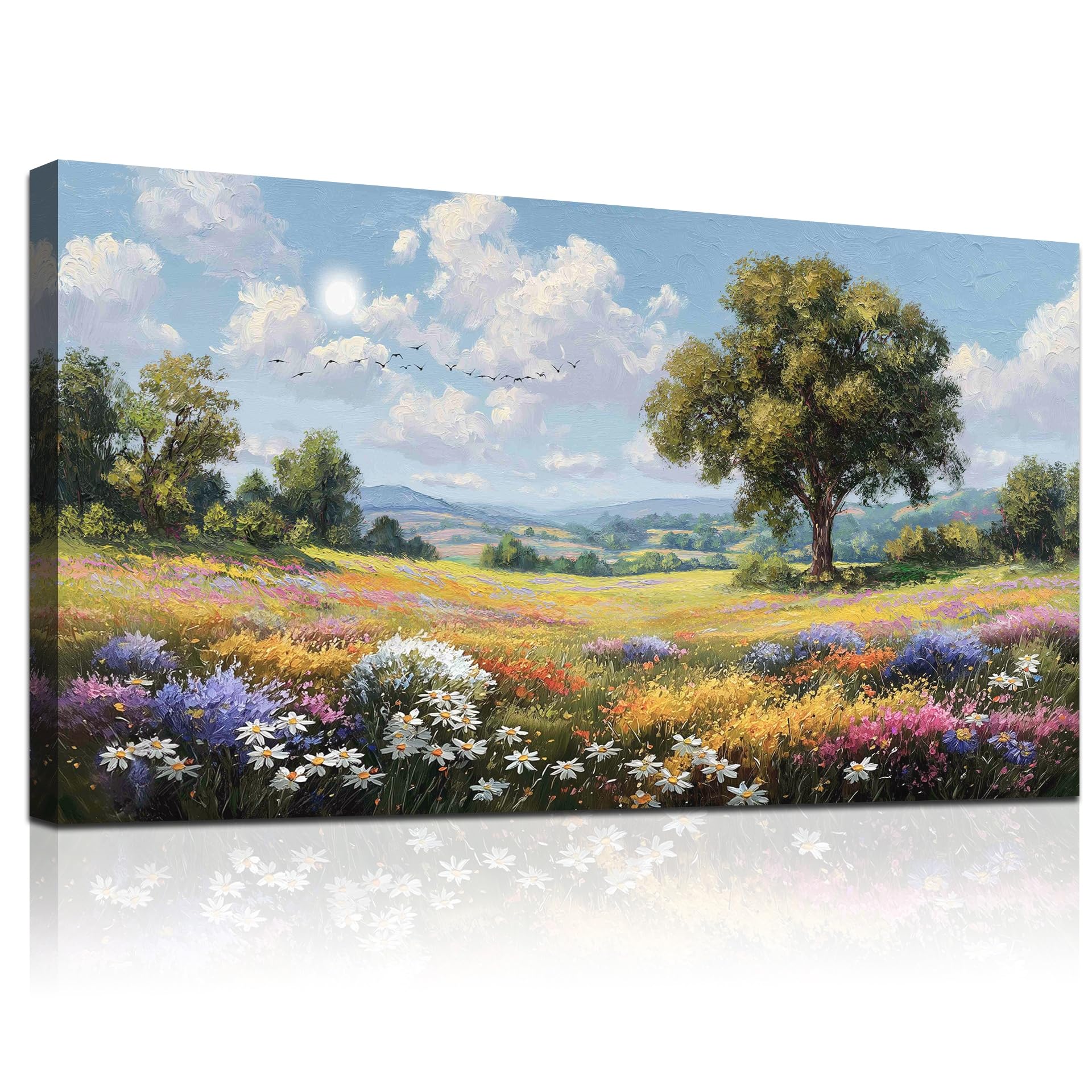 Photo 1 of MEICEN88 Wildflower Landscape Wall Art Framed