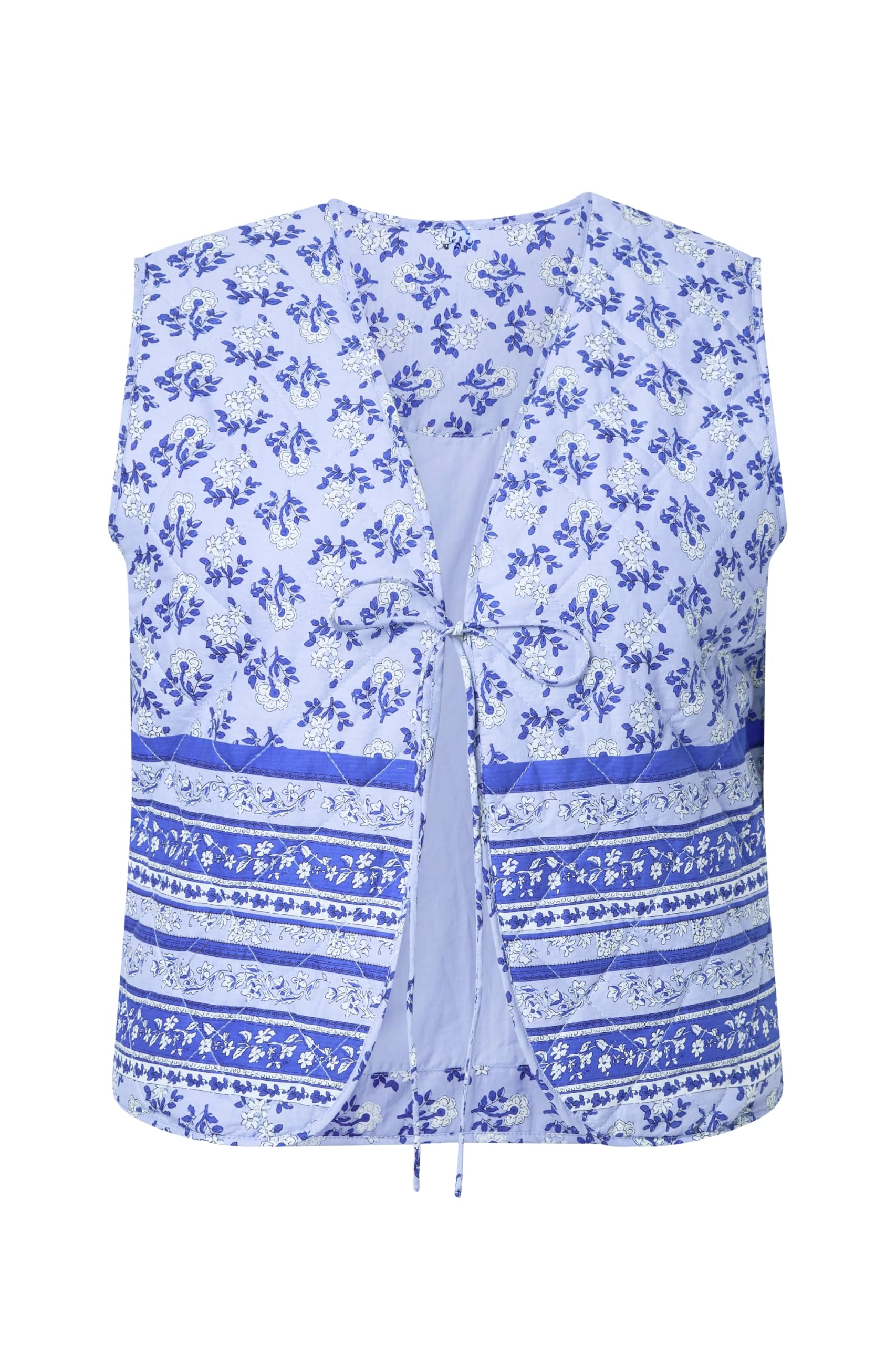 Ulla Popken Damen große Größen Übergrößen Plus Size Steppweste, Blüten, Bindeband, ärmellos 849868