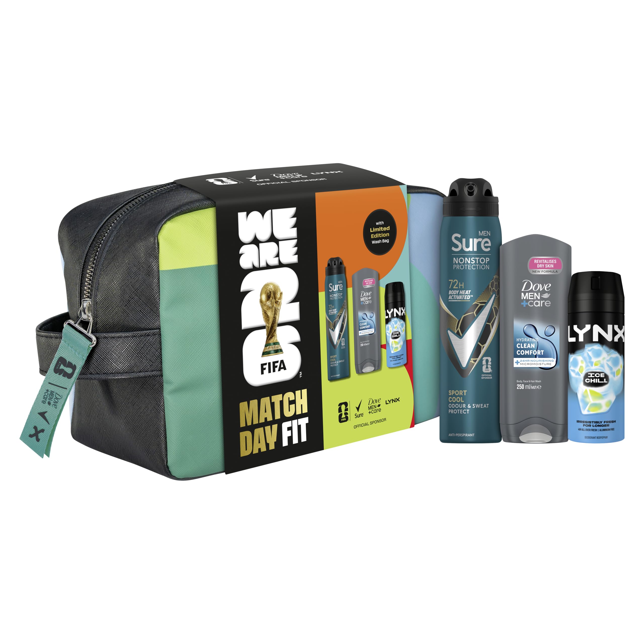 Dove Men+Care, Lynx, Sure Men Washbag for Him Gift Set 3 piece