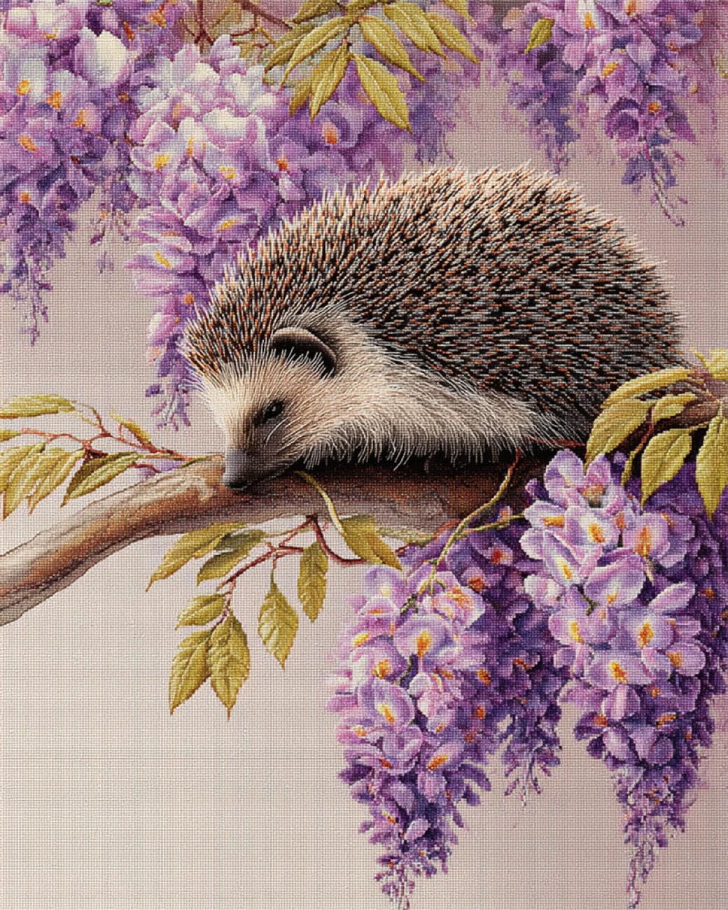RKFLGEW DIY Seed Bead Embroidery Kits Fantasy Hedgehog 30x40cm