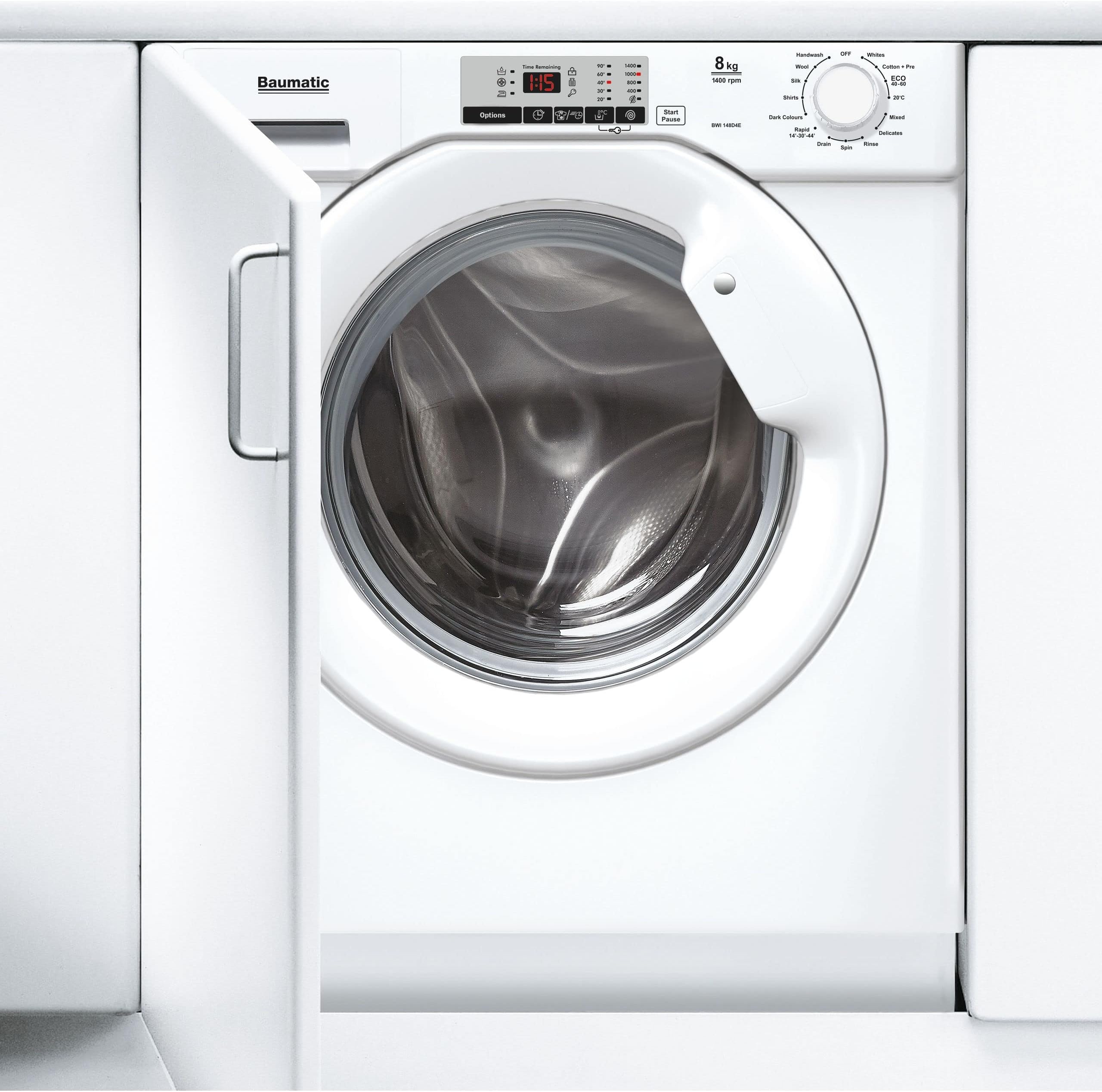 BaumaticBWI148D4E Integrated 8kg Washing Machine with 1400 rpm - White - D Rated