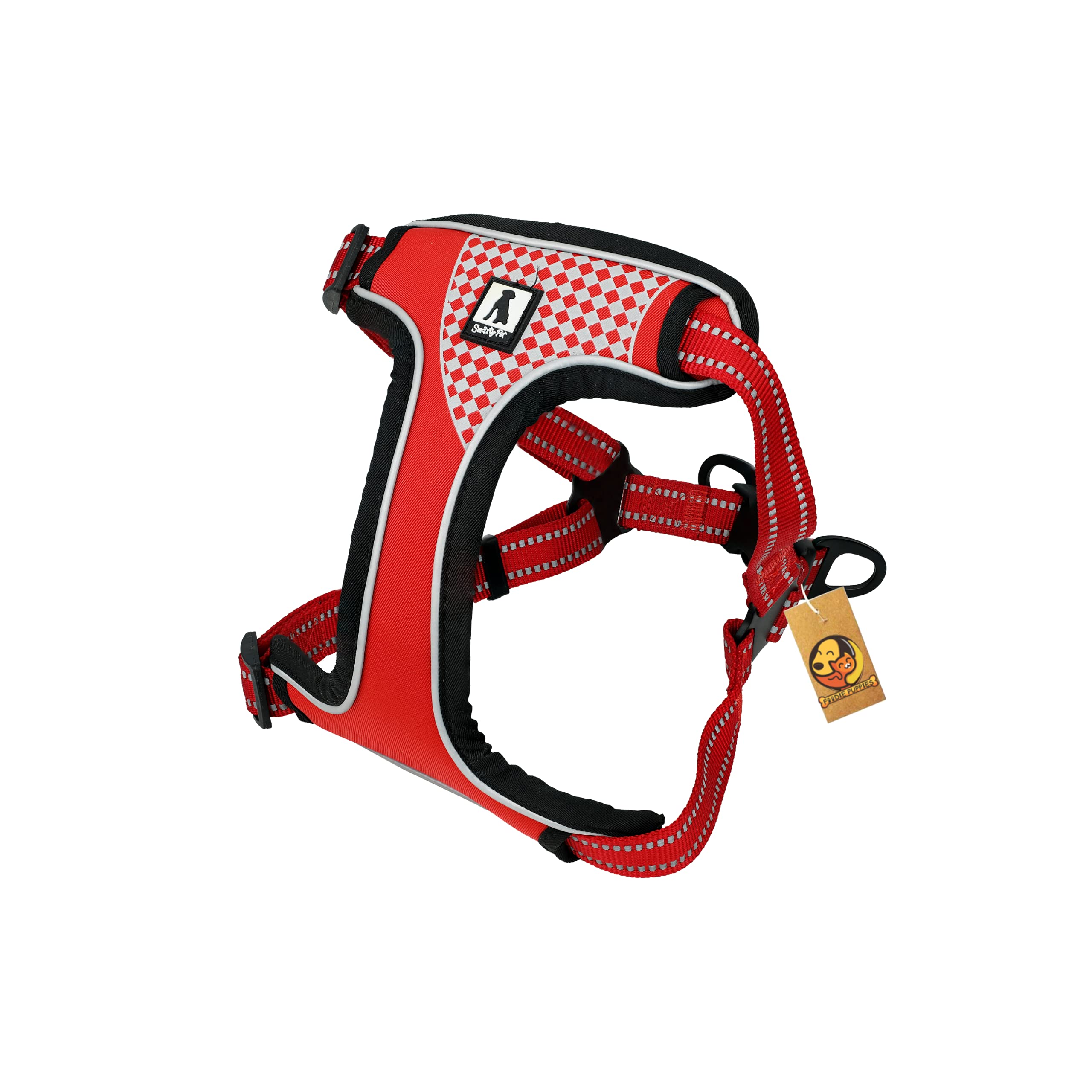 Foodie Puppies Nylon Reflective Flamingo Stitching Dog Chest Harness with Elastic Padded Handle - Size: Chest Girth - 53cm (Medium, Red) (B0957S1W1H) Amazon Price History, Amazon Price Tracker