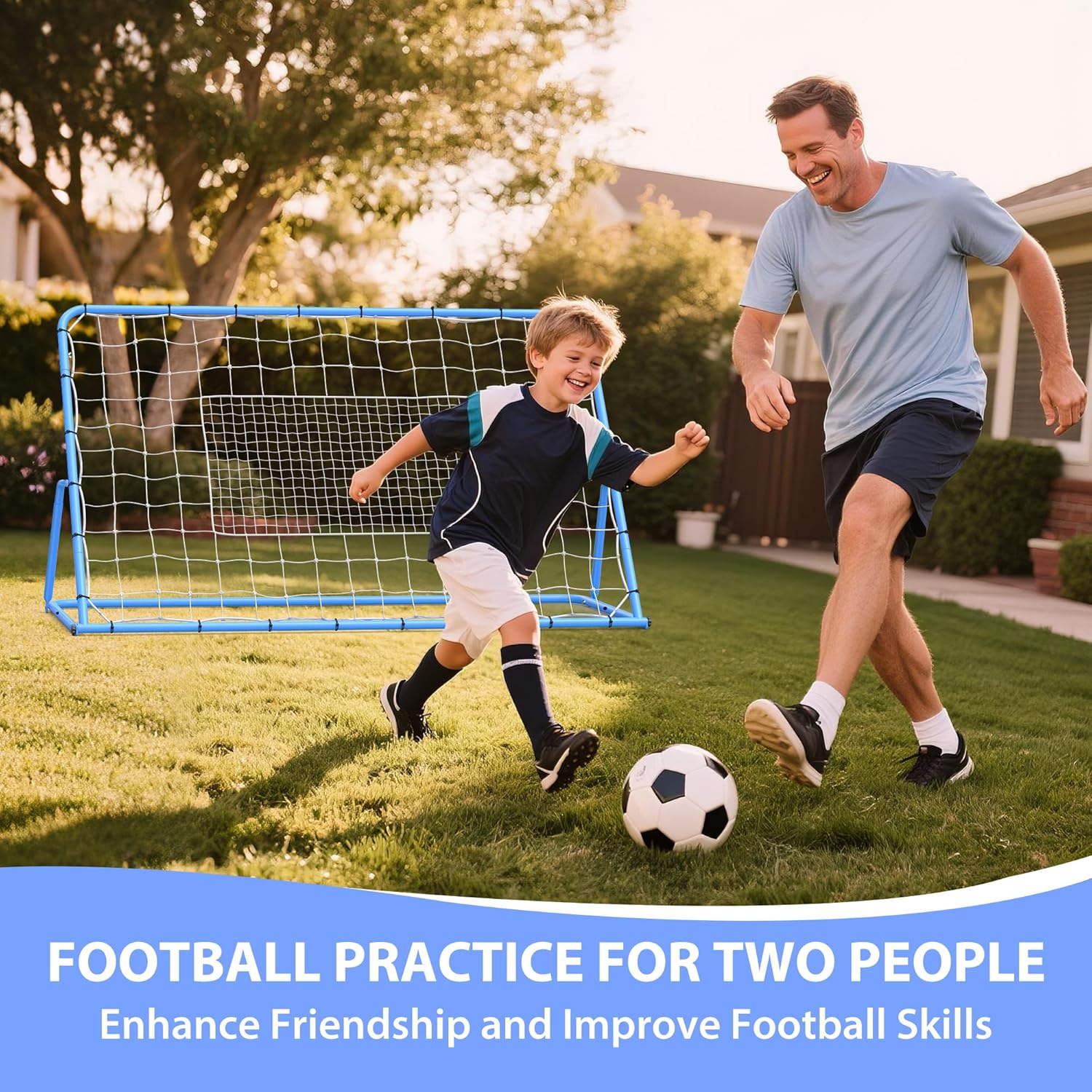 4 x 4 ft Adjustable Multi-Sport Rebounder Net for Soccer, Baseball, and Softball, Training Net for Passing, Throwing, and Ball Control, Portable for Backyard or Field Use