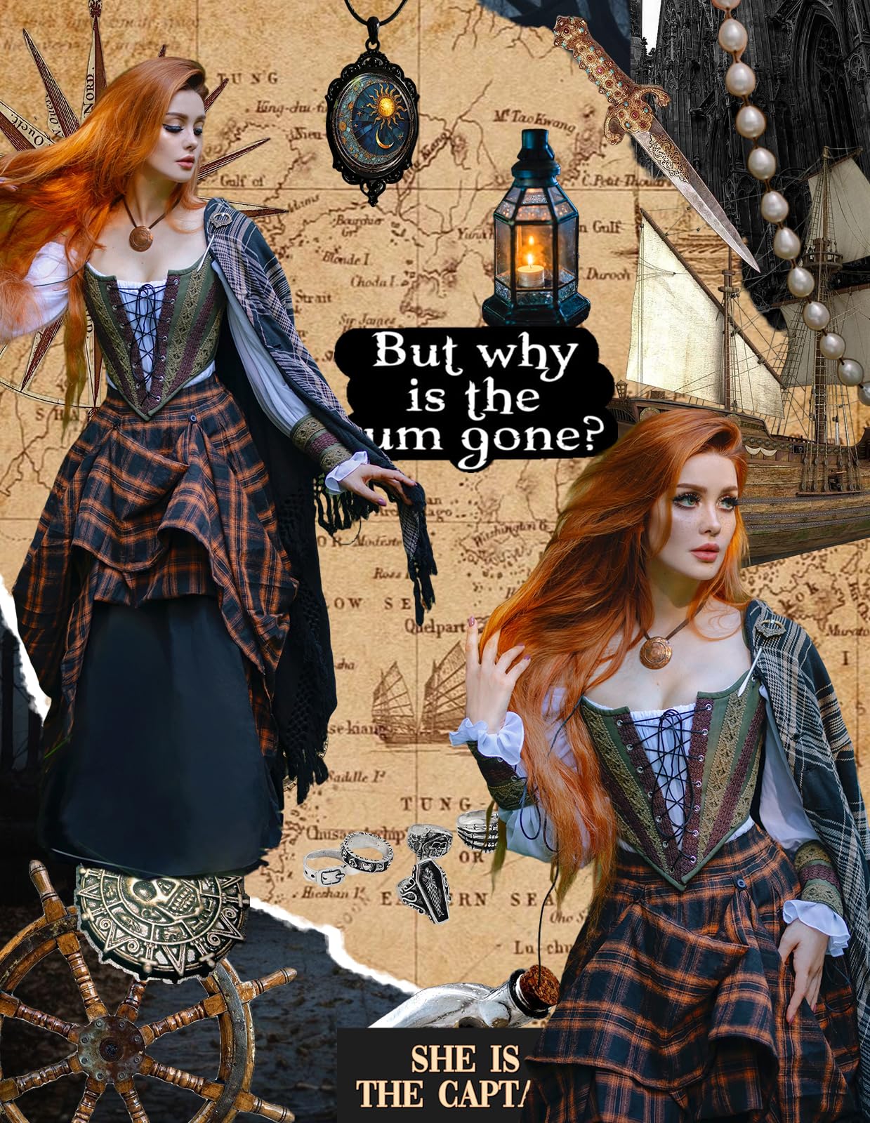 Scarlet Darkness Faldas a cuadros para mujer, falda larga de cintura alta con bolsillos
