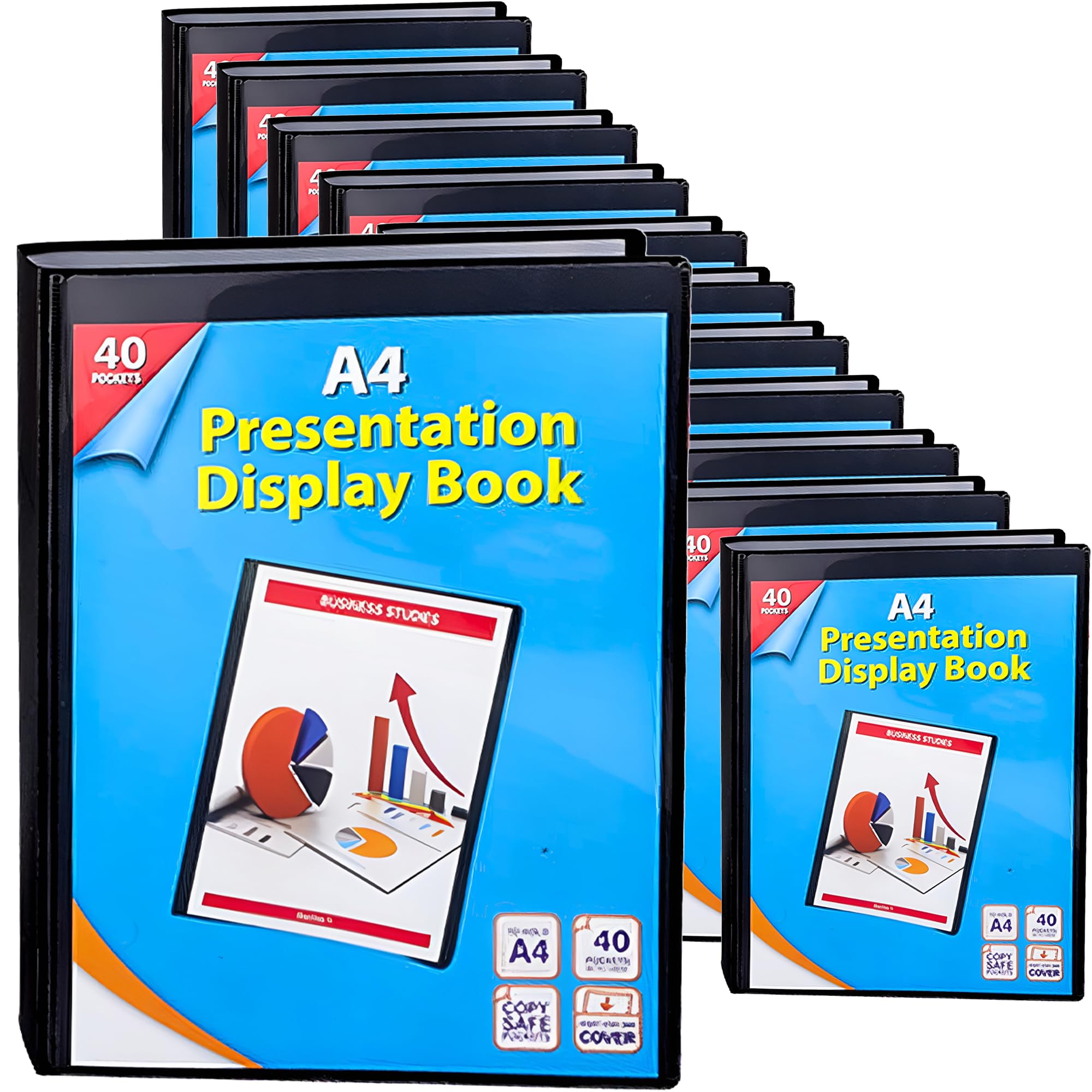 2 UR DOOR A4 Display Presentation Book - 40 Pockets, 80 Views Portfolio - Acid-Free Copy Safe, Durable PP Material Polly Pocket - Plastic Wallets Folder Project Book (Pack of 12)
