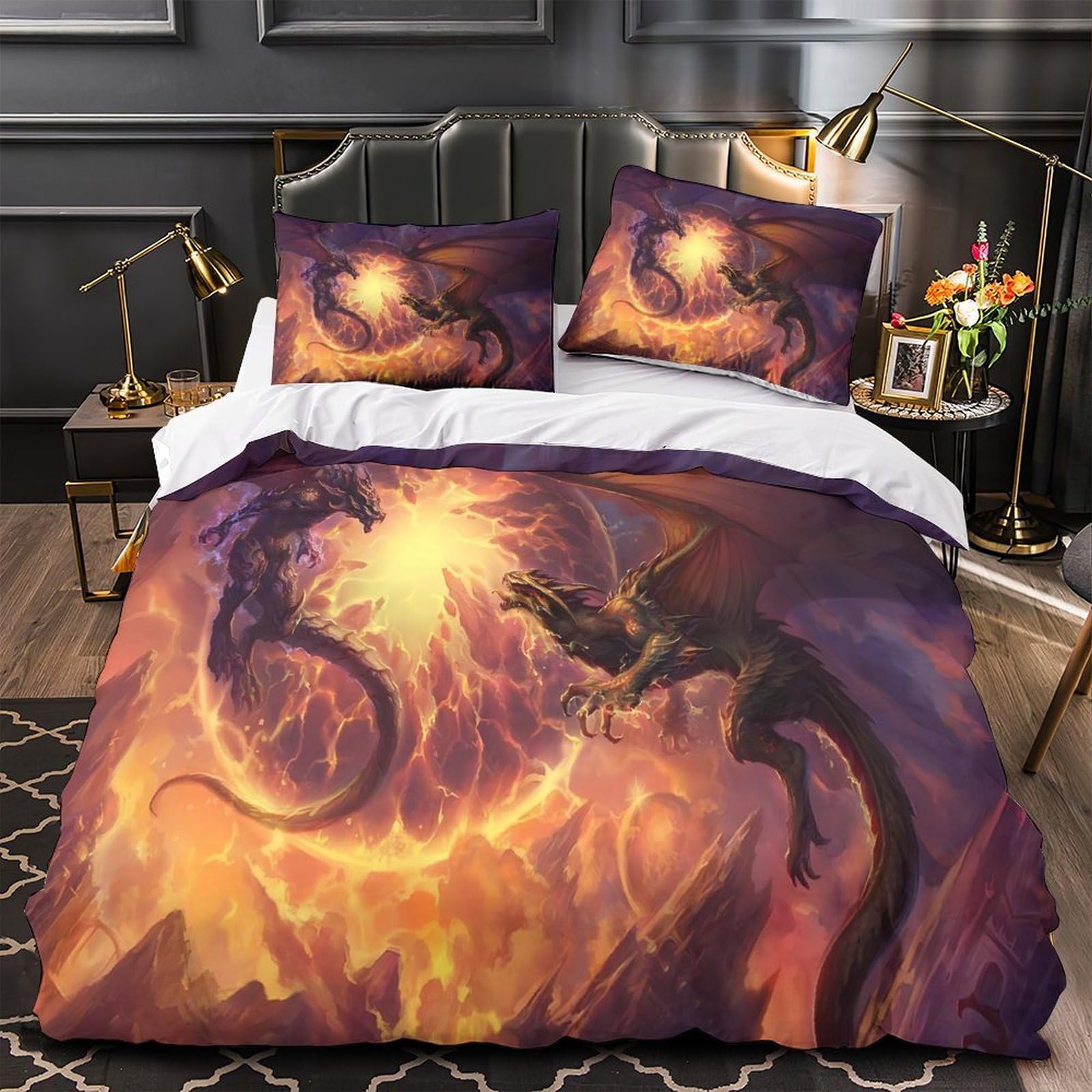 Parure de lit de dragon fantastique pour chambre ado fille