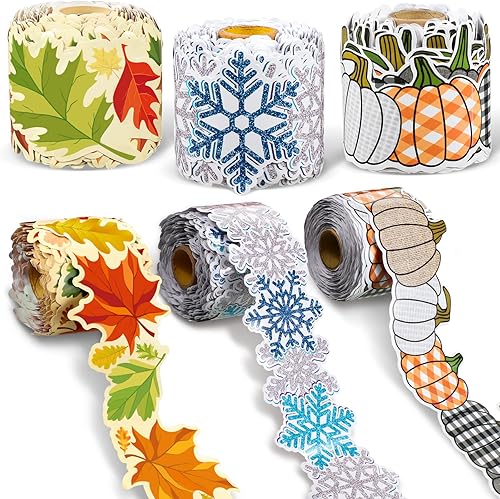 Barydat Tablero de anuncios de hojas de otoño de 206.7 pies, 3 rollos, borde de calabaza, arce, casa de campo, borde enrollado, borde enrollado,