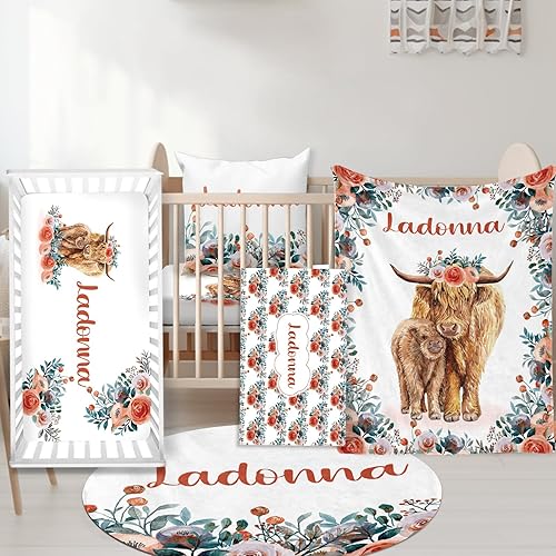 Miniatura 2 de Juego de ropa de cama personalizada para cuna decoración personalizada para guardería, manta de bebé, sábana bajera para cuna, funda para cambiador,