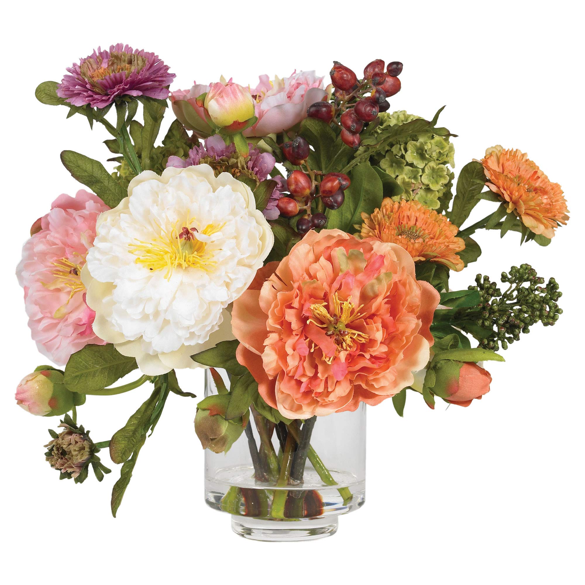 Nearly Natural 4689 Mini Peony Silk Arrangement,Assorted 10 x 10 x 10