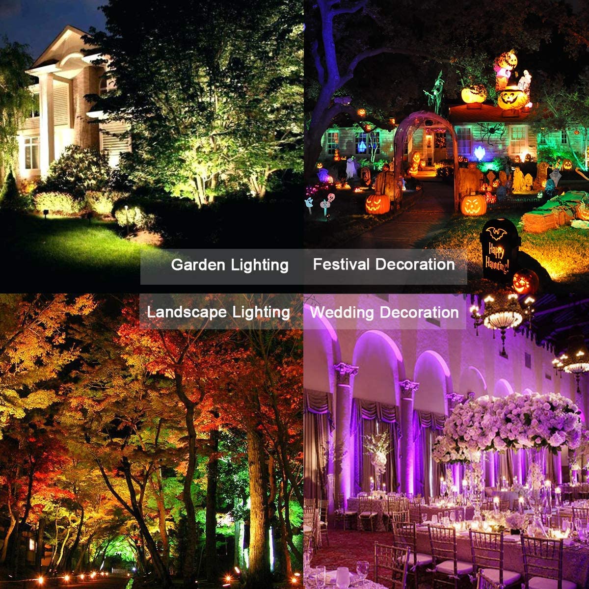ChangM RGB LED Strahler Fluter Außen Strahler 30W 4 Pack Bluetooth APP-Steuerung 16 million Farben Smart Flutlichtstrahler, IP66 Außenstrahler Wasserdicht Flutlicht, Garten Stimmungslichter
