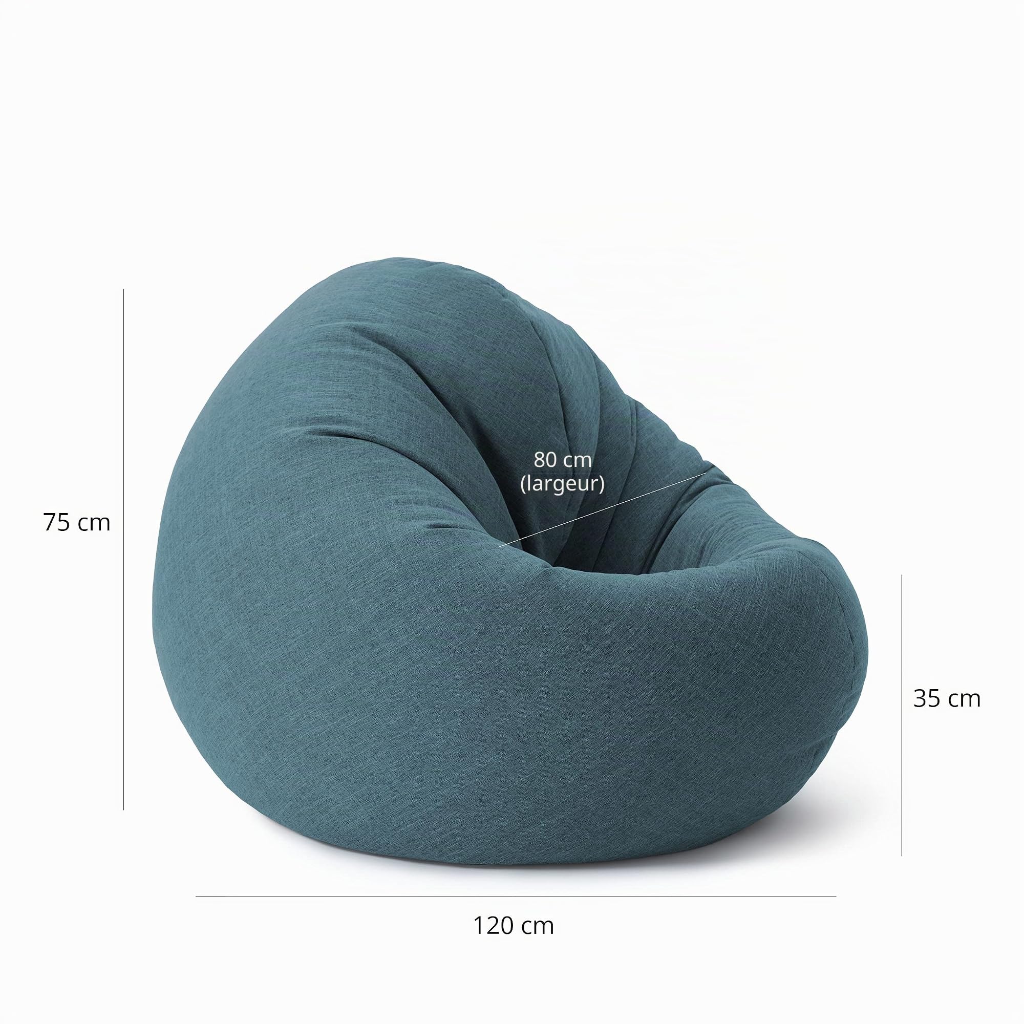 Lumaland Pouf pour Enfants & Adultes avec Fonction 2 en 1 pour s'asseoir & s'allonger | Ø 120x75 cm Fauteuil pour Salon & Intérieur | Facile d'entretien grâce à la Housse Amovible | Aqua