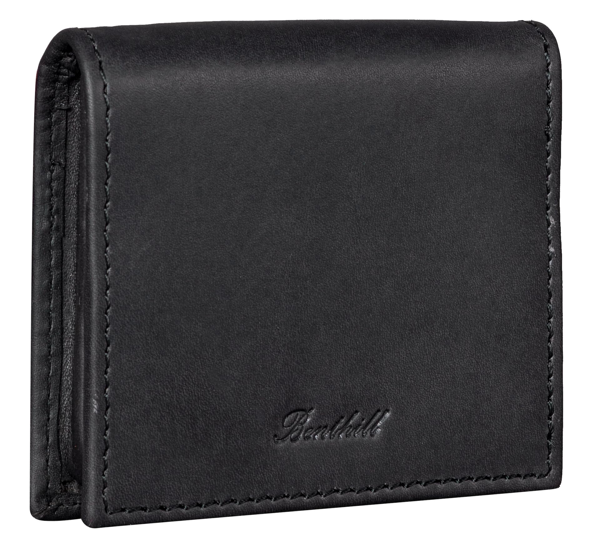 Benthill Porte-Monnaie en Cuir - Boîte viennoise en Cuir véritable - Mini-Porte-Monnaie avec Petite Caisse - Slim Wallet - Mini Porte-Monnaie en Cuir, Color:Noir