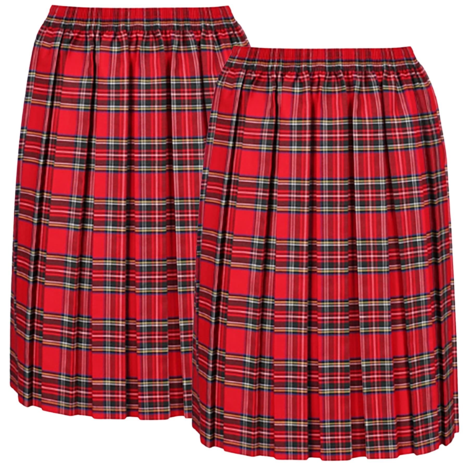 Confezione da 2 gonne scolastiche a pieghe, lunghezza al ginocchio, gonna a pieghe per uniforme scolastica, gonna a pieghe in vita elasticizzata a tutto tondo, gonne estive, taglie 2-18