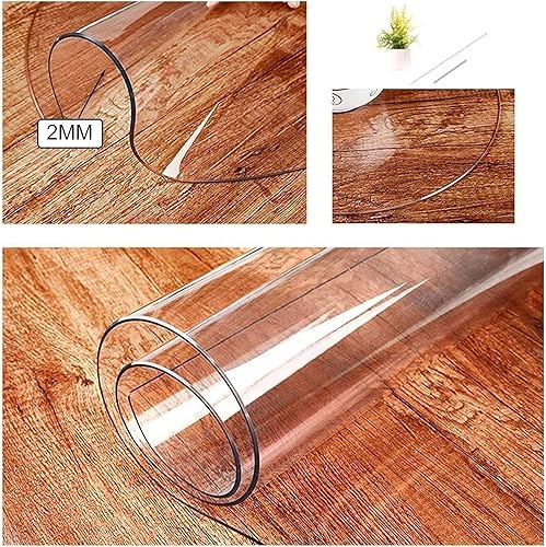 Miniatura 2 de Protector de mesa de PVC transparente de 0.079in de grosor, de plástico redondo, mantel de escritorio, hoja antideslizante, cubiertas de mesa para