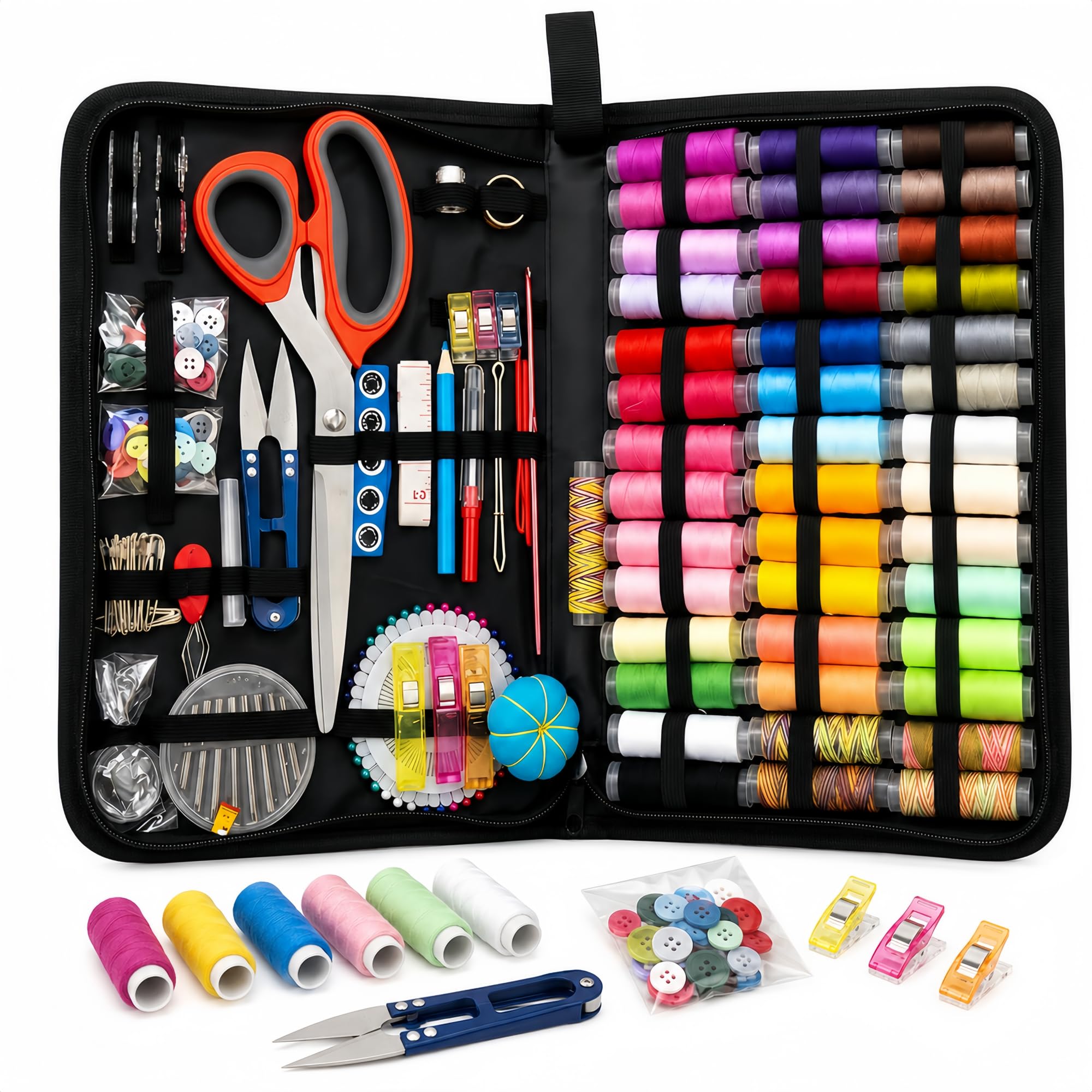 Forypretty Sewing Kit for Adults, 228 PCS Needle and Thread Kit with Tailor Scissors and Accessories, 43 XL Thread Spools, Travel Sewing Kit for Beginners, Oxford Cloth, Gift for Mom Grandma