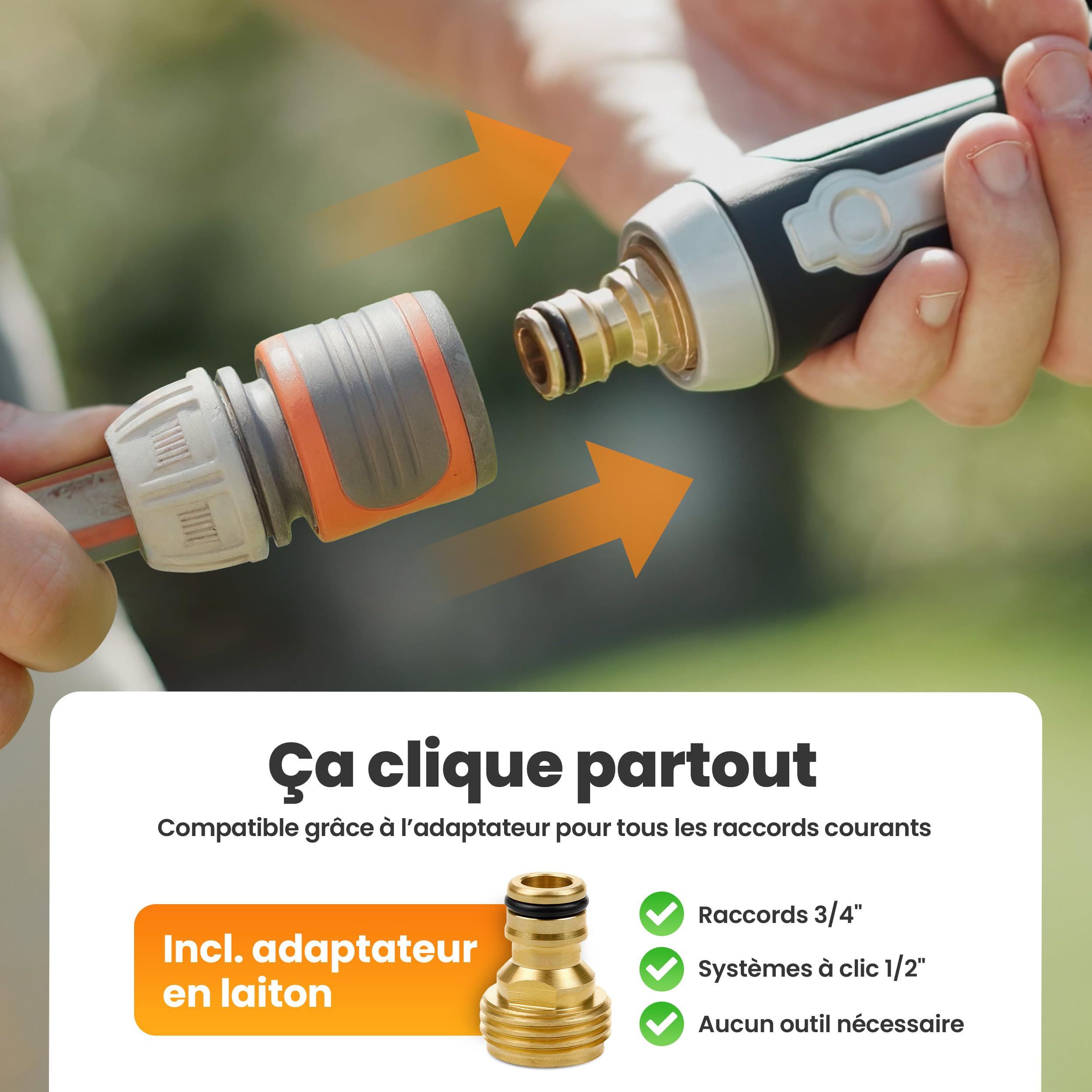 rainfactory pistolet arrosage - douchette jardin multifonction avec 10 modes de pulvérisation, haute pression et poignée ergonomique - lance arrosage avec embout tuyau 3/4" en laiton