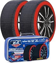 K&K Auto Accessories Snow Socks for Tires - Pro Series for Ultimate Grip Alternative for Tire Snow Chain - Snow Traction Device for Passenger Cars SUVs Trucks Winter Emergency Accessory (Medium)