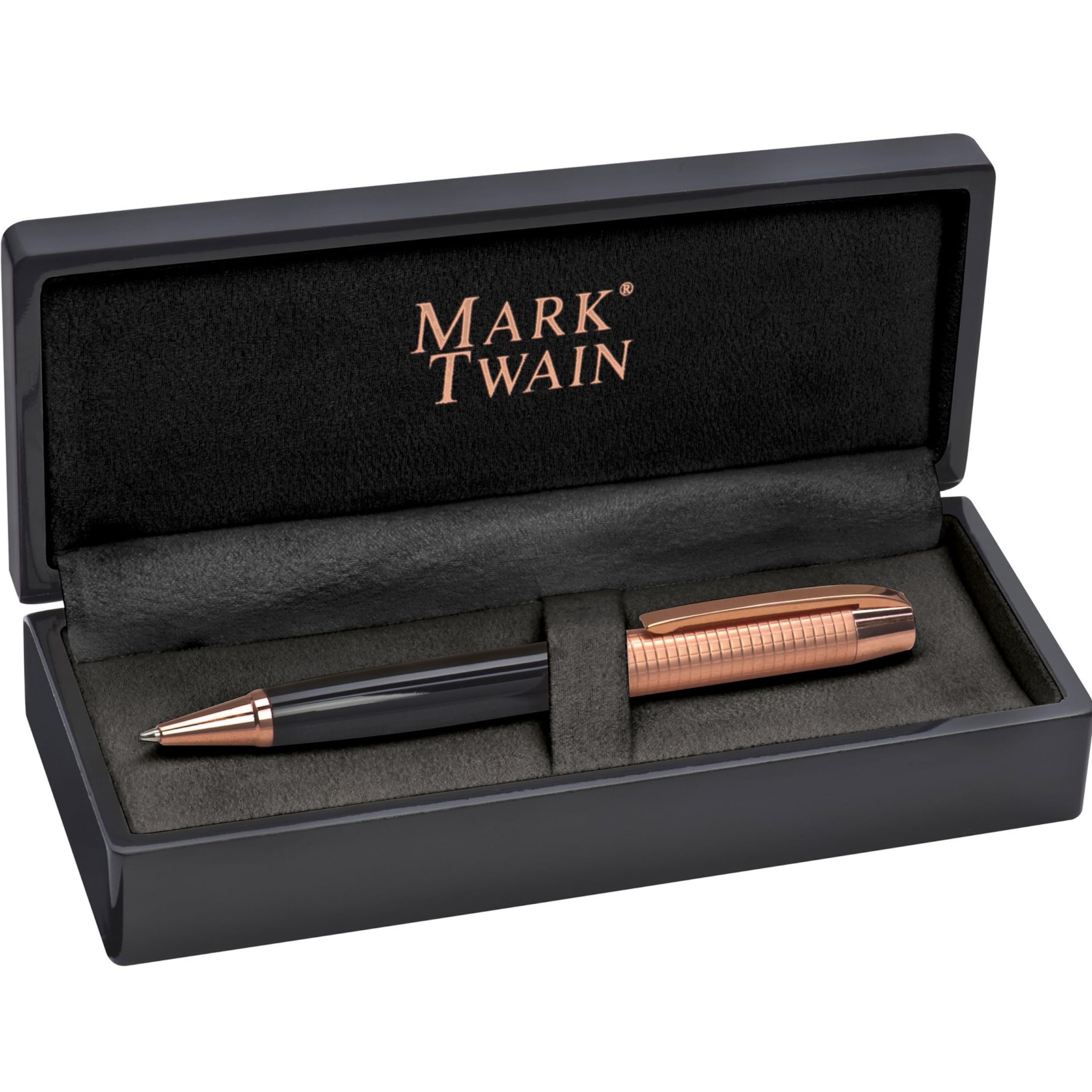Kugelschreiber Mark Twain Mit Gravur – Silbernes Karbondesign Im Etui