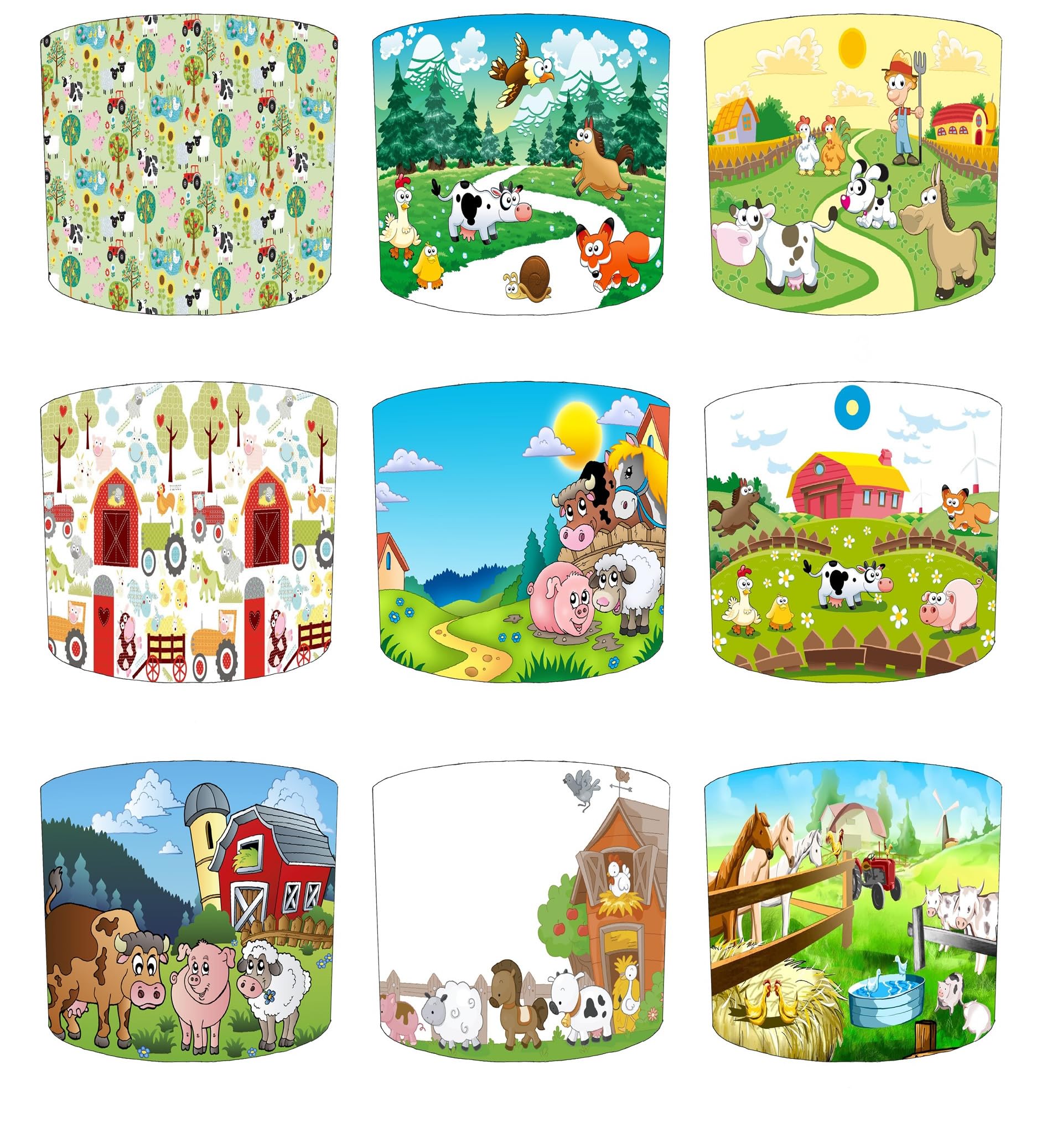 Farmyard Farm Yard Animals Lampshade Available in 9 Designs and 3 Sizes for Ceiling Light Shade Pendant or Table Lamp Cow Sheep Pig Chicken Horse Farmer