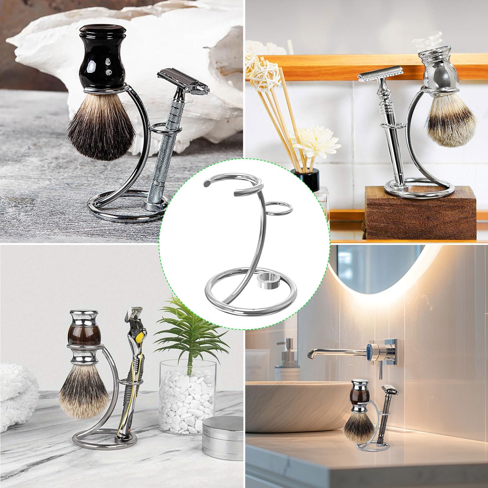 Aatpuss Supporto Per Pennello da Barba, Supporto da Barba In Acciaio Inox Per Uomo, Supporto Portatile Per Rasoio e Pennello, Supporto Per Pennello da Barba In Acciaio Inox Adatto Per Regali da Uomo