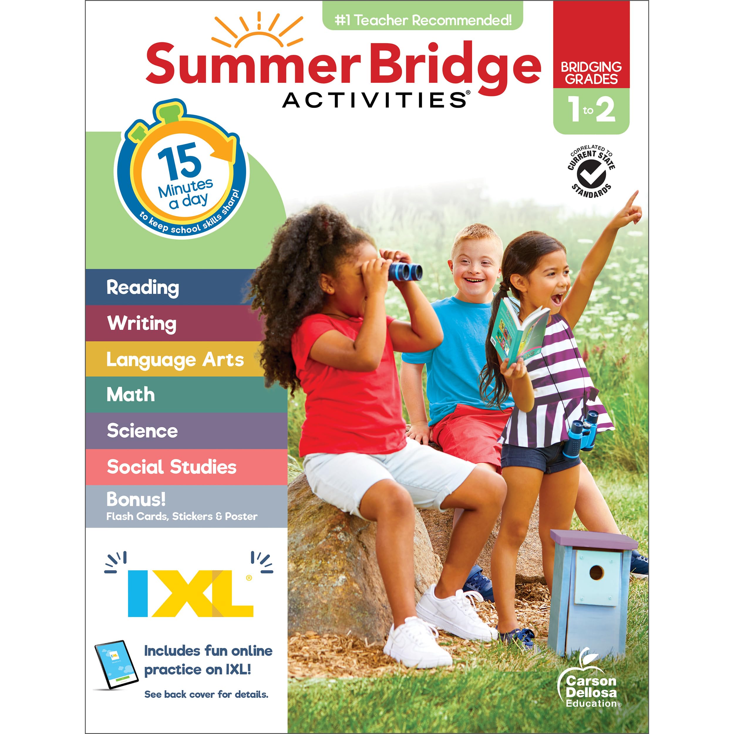 Summer Bridge Activities First Grade Workbook to Second Grade Workbook, Math, Language Arts, Science, Social Studies, Fitness, 1st Grade to 2nd Grade Workbook With Flash Cards, Stickers, eBooks & More