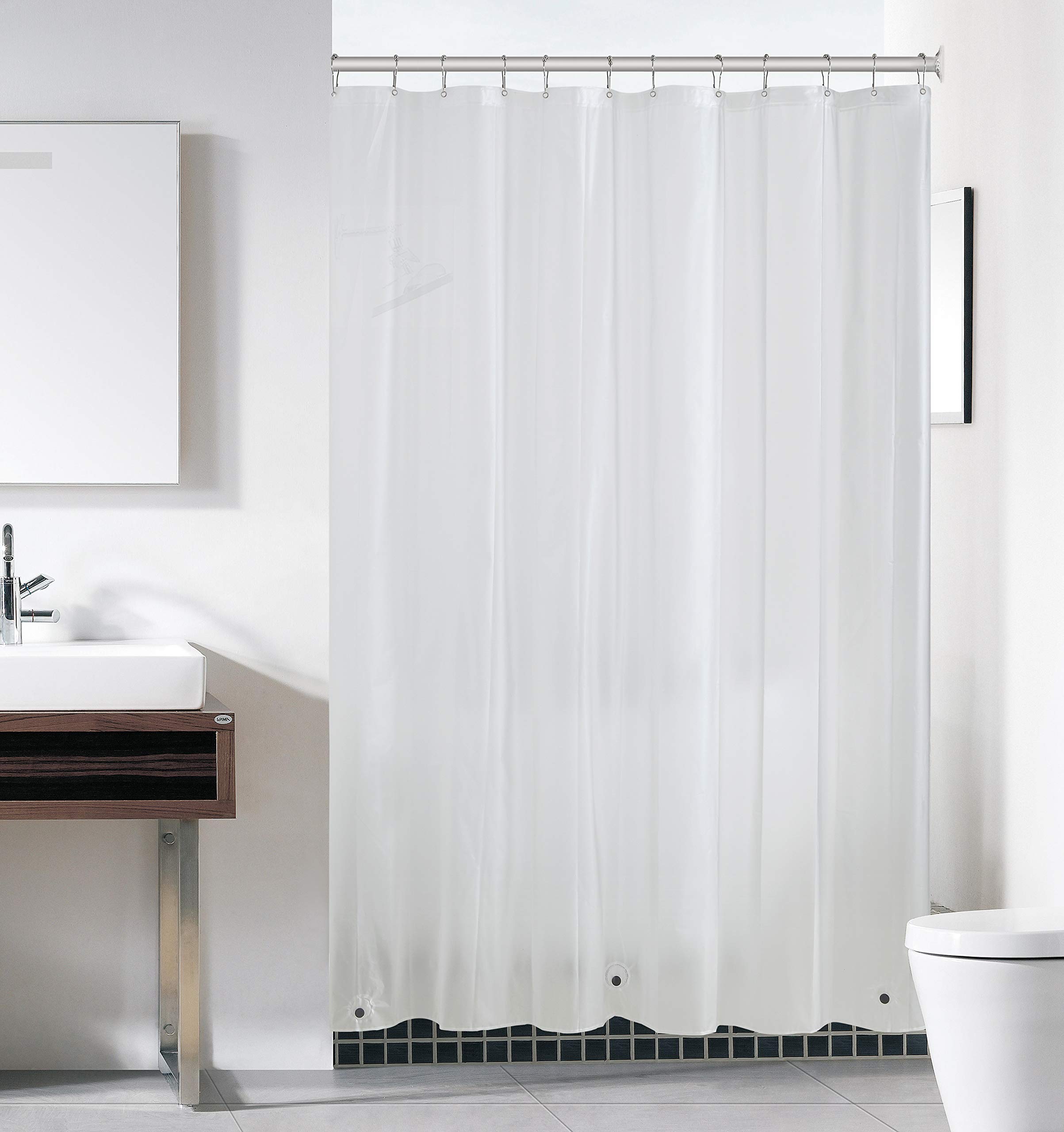 GoodGram Hotel Heavy Duty Premium PEVA Shower Curtain Liner with Rust Proof Metal Grommets - Assorted Colors (Frosty Clear)