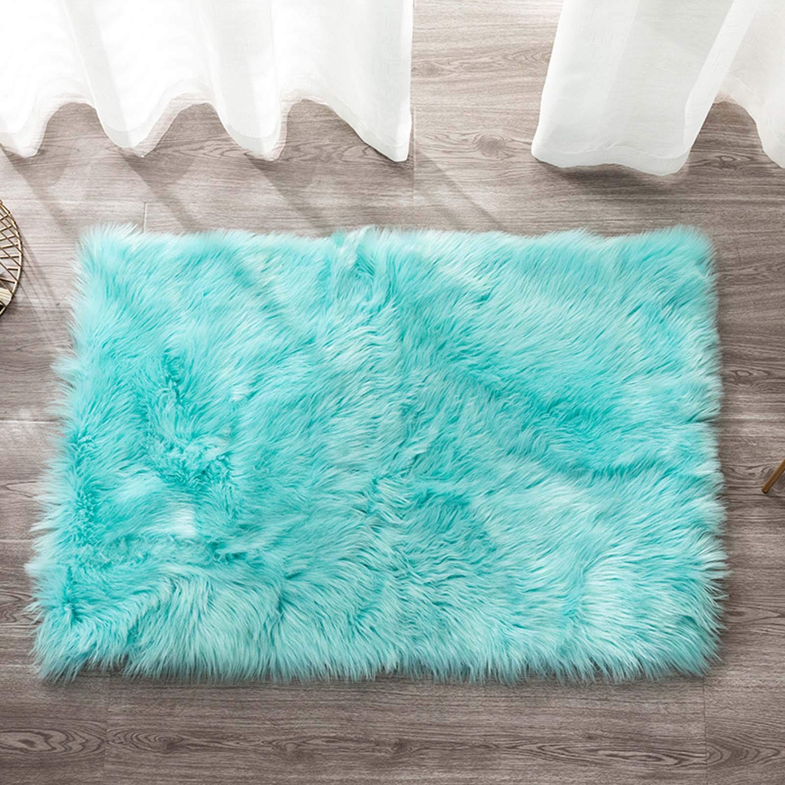 Dywan ze sztucznego futra, miękki, puszysty, 35 x 63 cale, dywaniki z owczej skóry, dywaniki przy łóżku, kudłata, pluszowa podłoga do salonu, sofa, prostokąt