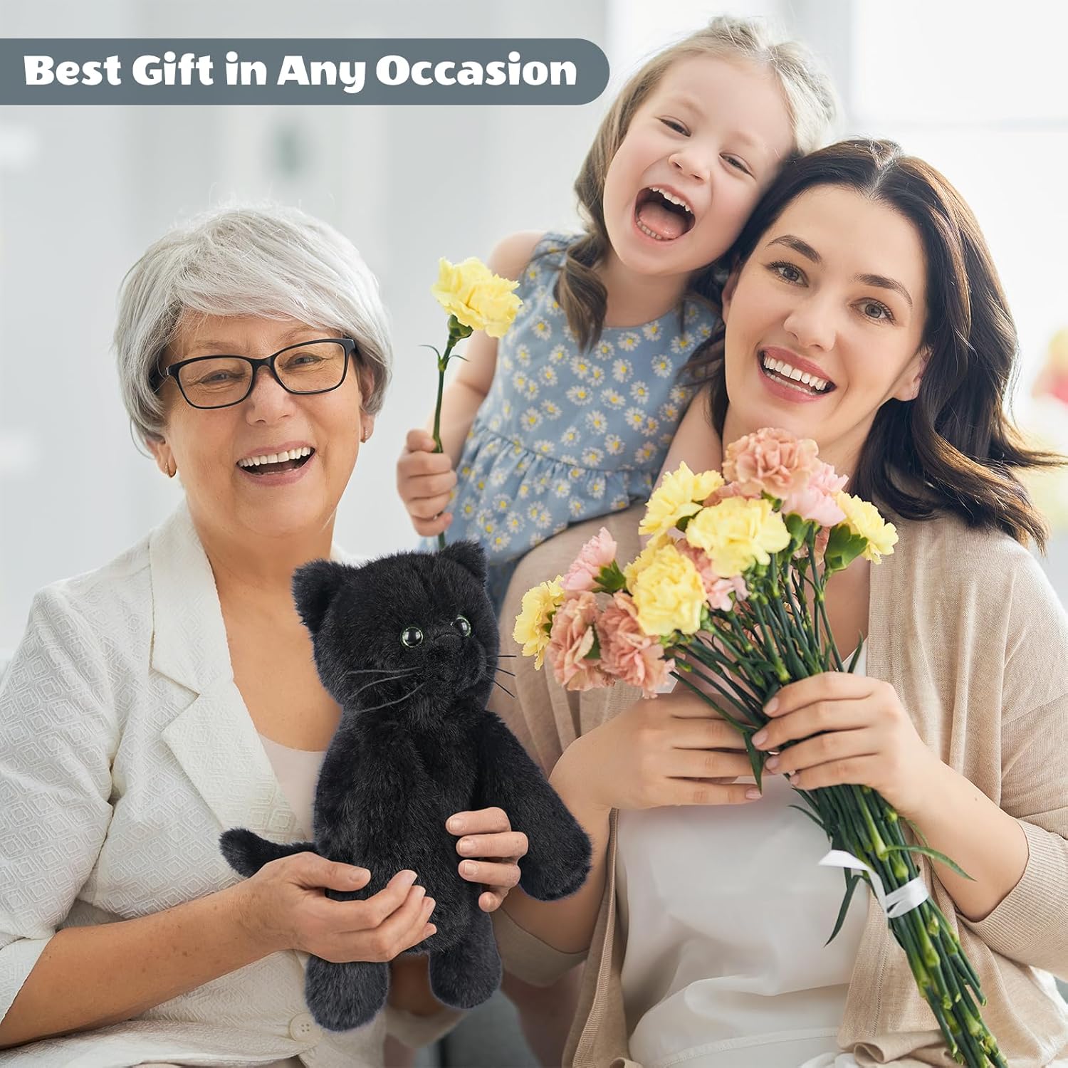 SuzziPals Heatable & Coolable Black Cats Stuffed Animals, Microwave Heating Pad Animal for Discomfort, Black Cats Plush for Companion, Cat Plushies Lavender Stuffed Animal, Stuffed Cat Toys Gift