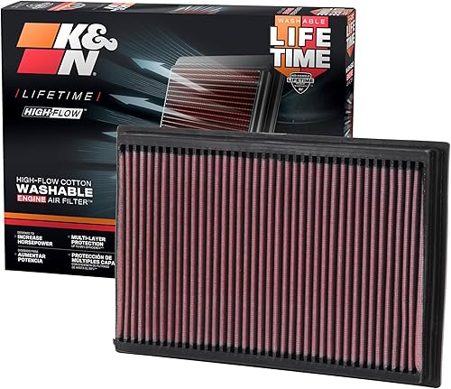 K&N Filtro de aire de motor de por vida original de alto flujo: Aumento de potencia: Premium, Lavable: Compatible con Ford